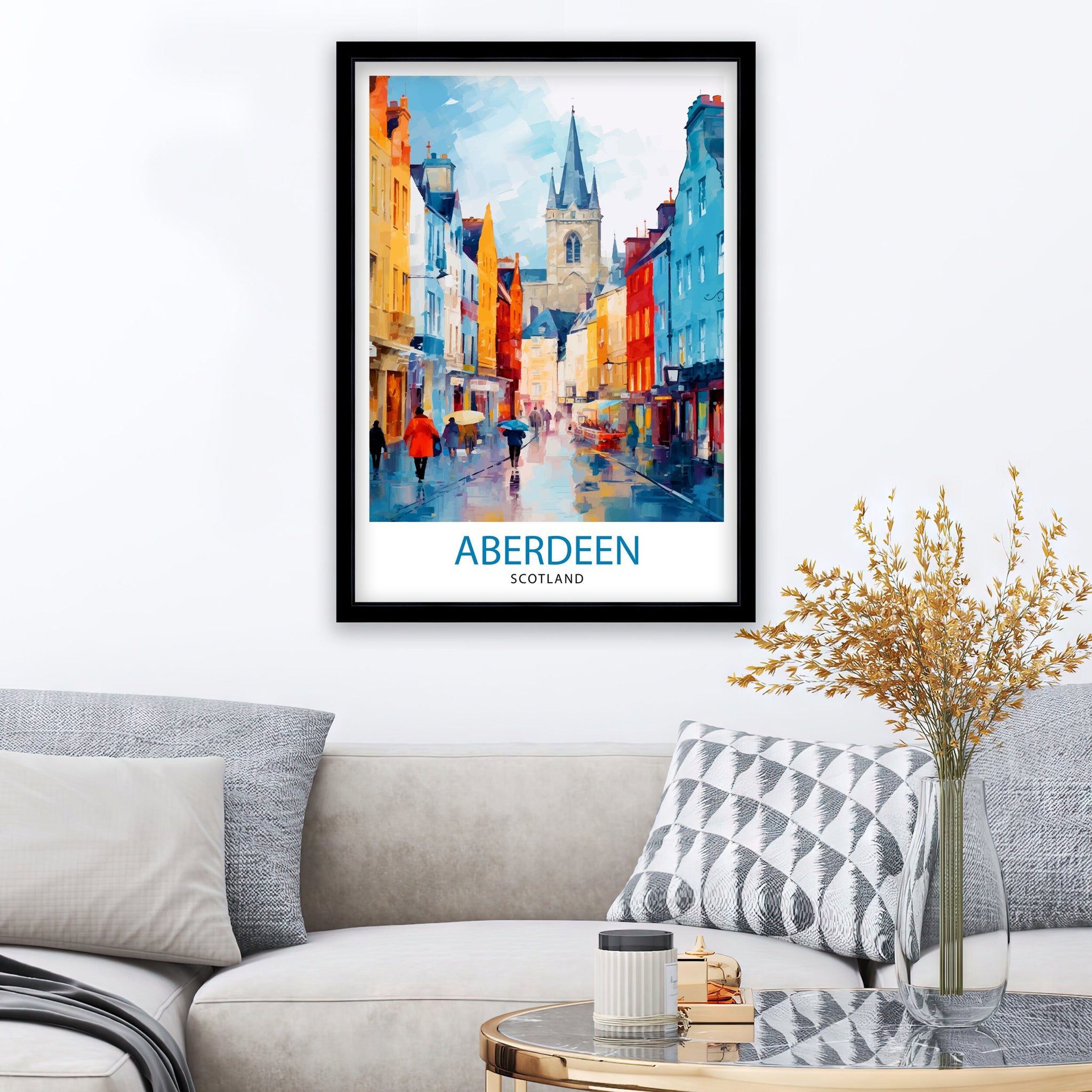Aberdeen Scotland Print Granite City Art Aberdeen Harbor Poster Scottish Landscape Wall Art Historic Architecture Decor Scotland Travel Gift