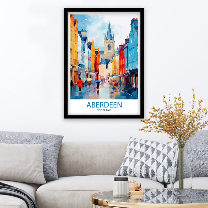 Aberdeen Scotland Poster Granite City Art Aberdeen Harbor Poster Scottish Landscape Wall Art Historic Architecture Decor Scotland Travel Gift