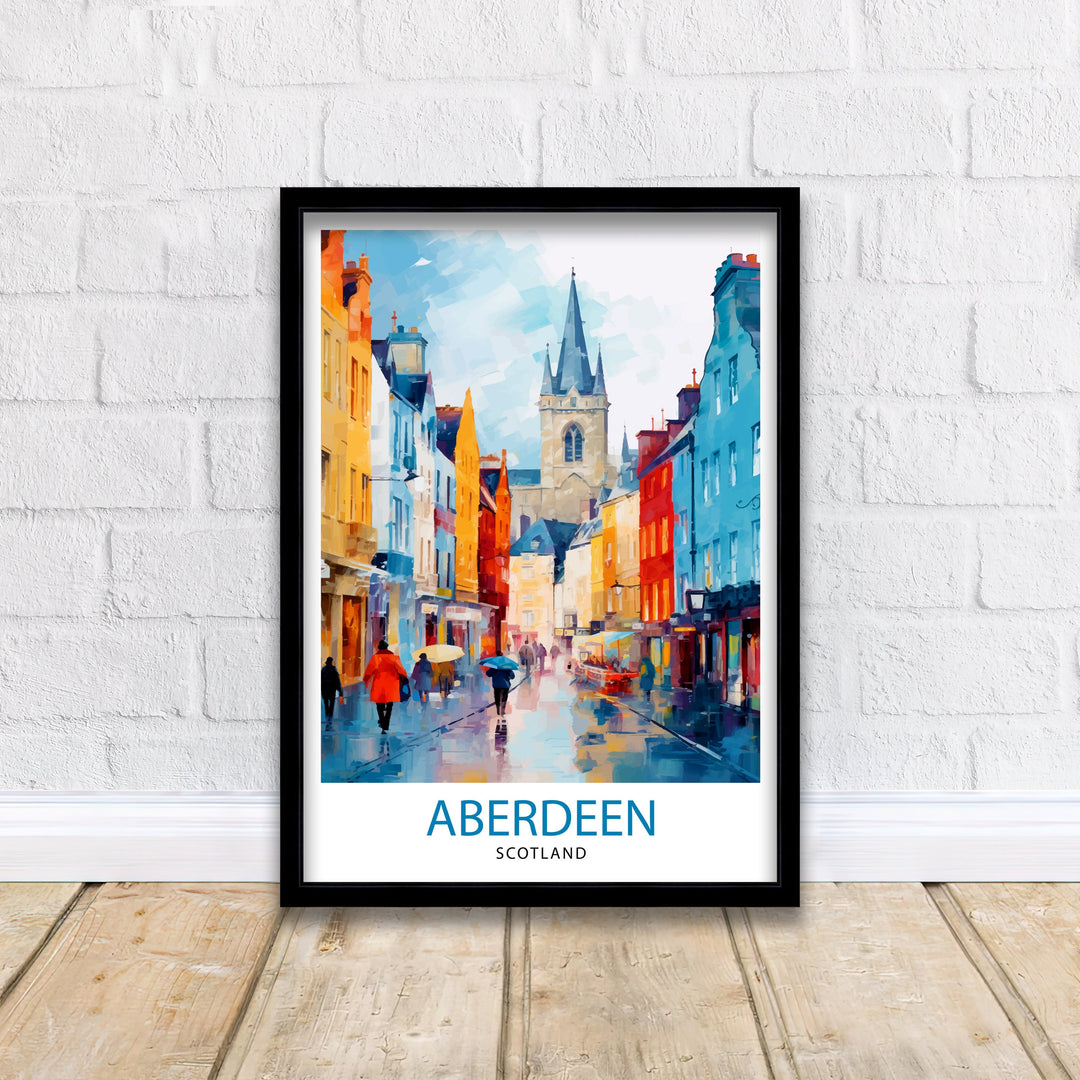 Aberdeen Scotland Poster Granite City Art Aberdeen Harbor Poster Scottish Landscape Wall Art Historic Architecture Decor Scotland Travel Gift