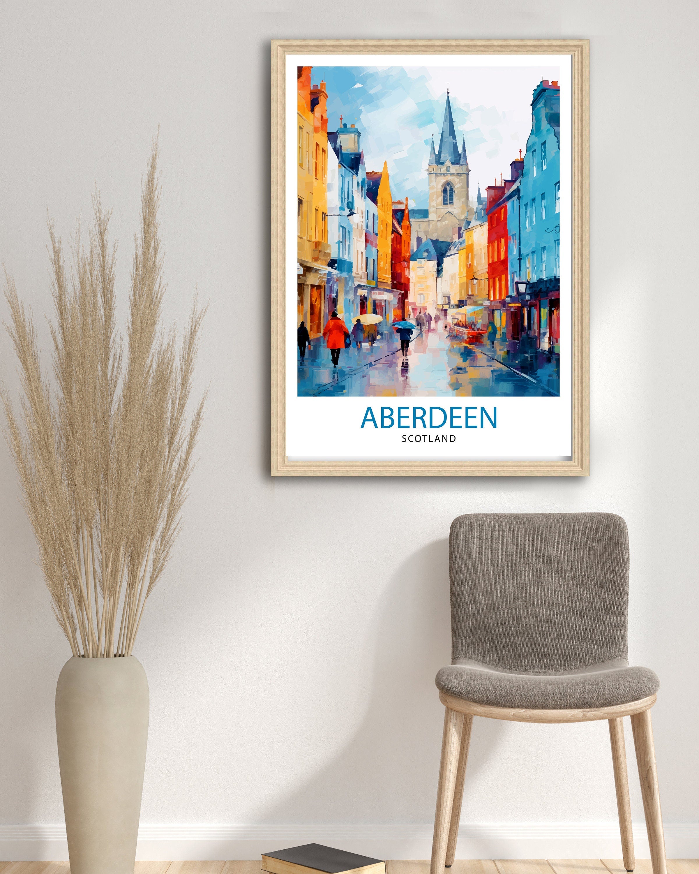 Aberdeen Scotland Print Granite City Art Aberdeen Harbor Poster Scottish Landscape Wall Art Historic Architecture Decor Scotland Travel Gift