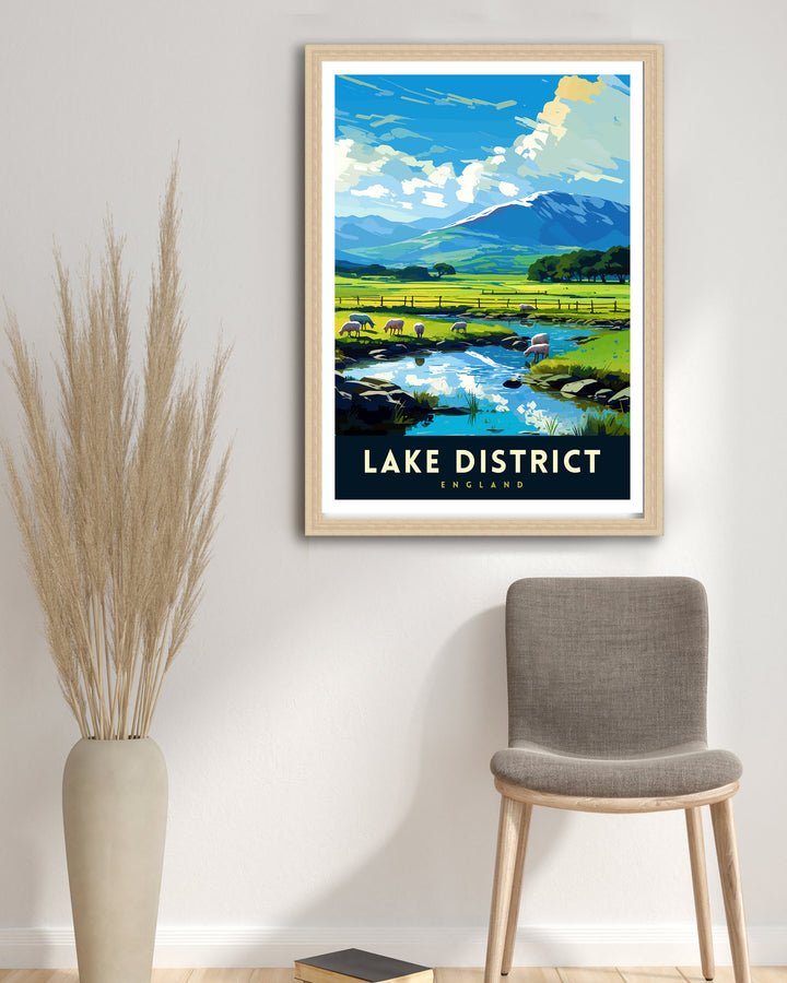 Lake District Cumbria Travel Poster Lake District Wall Art Lake District Home Decor Lake District Illustration Travel Poster, Gift for Lake