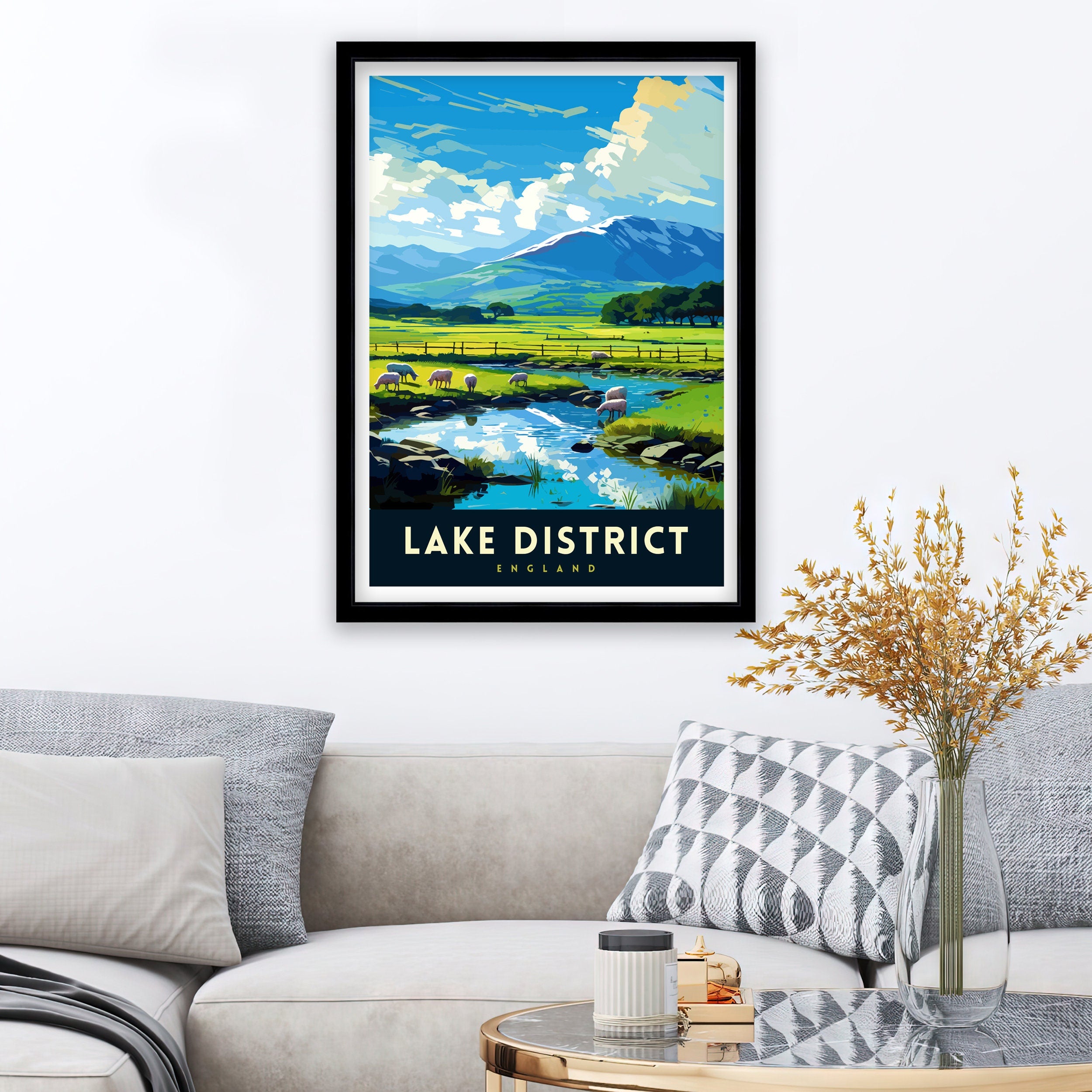 Lake District Cumbria Travel Print Lake District Wall Art Lake District Home Decor Lake District Illustration Travel Poster, Gift for Lake