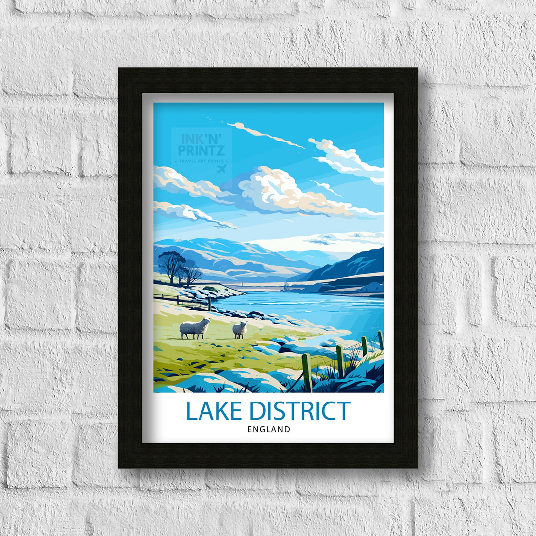 Lake District Cumbria Travel Poster Lake District Wall Art Lake District Home Decor Lake District Illustration Travel Poster, Gift for Lake