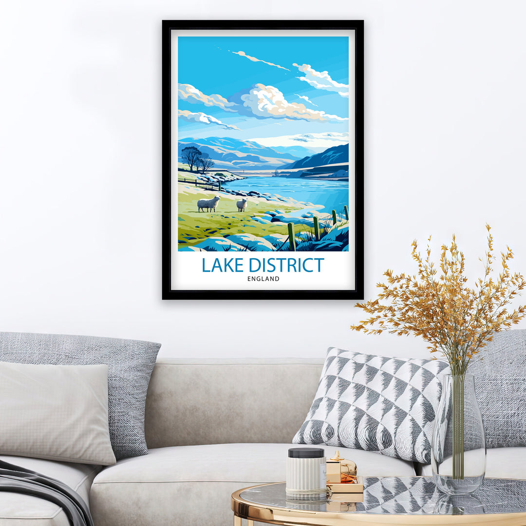 Lake District Cumbria Travel Poster Lake District Wall Art Lake District Home Decor Lake District Illustration Travel Poster, Gift for Lake