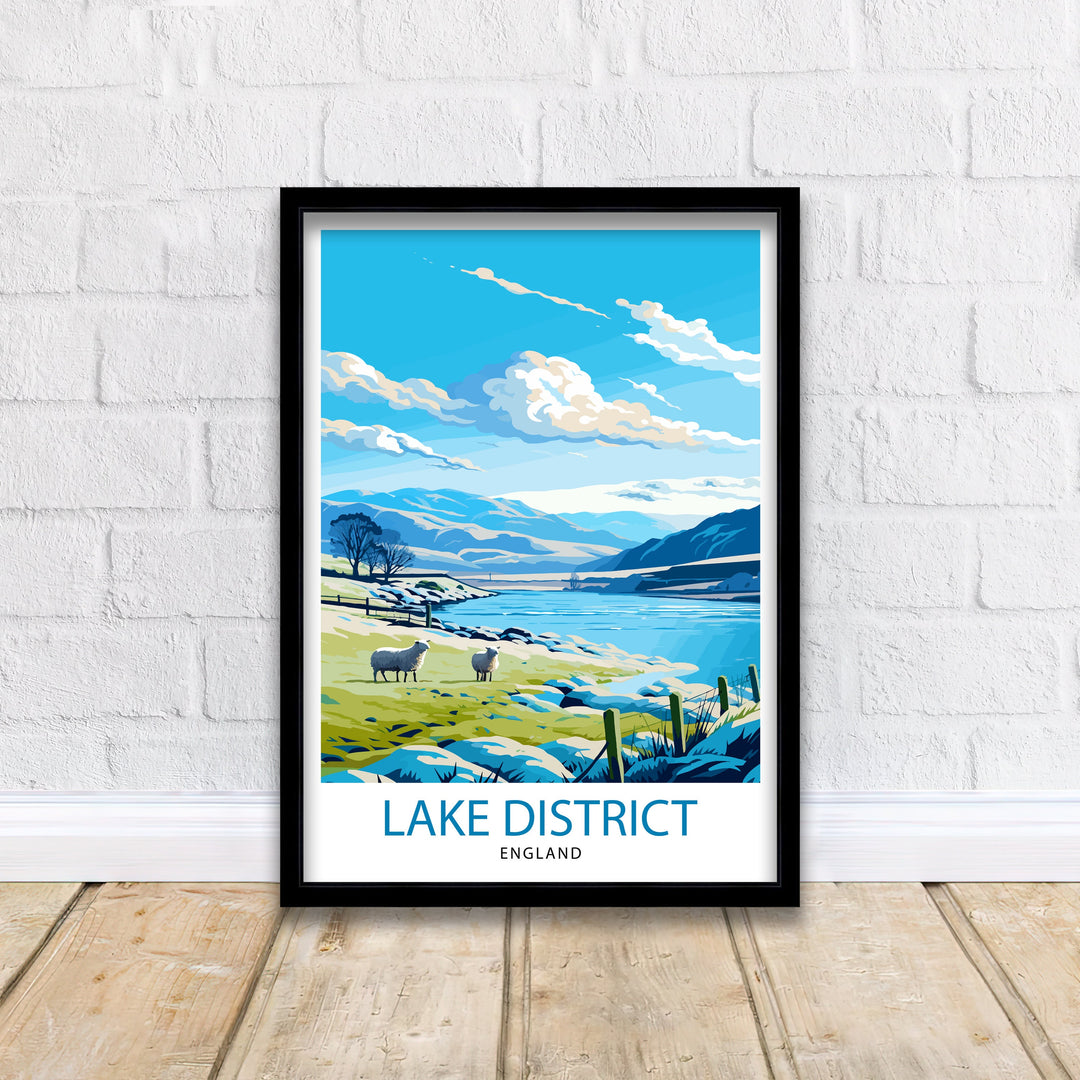 Lake District Cumbria Travel Poster Lake District Wall Art Lake District Home Decor Lake District Illustration Travel Poster, Gift for Lake