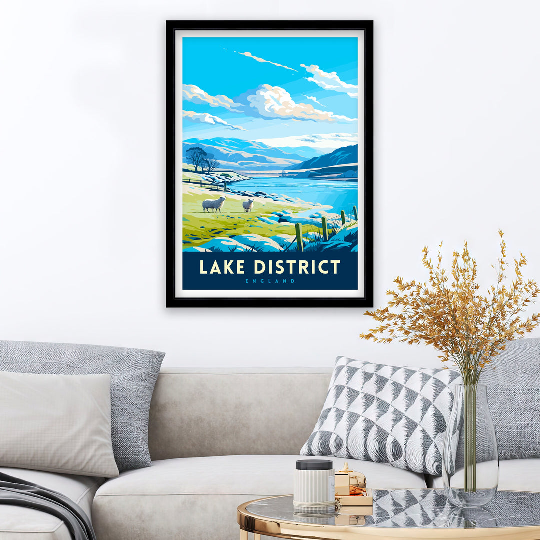 Lake District Cumbria Travel Poster Lake District Wall Art Lake District Home Decor Lake District Illustration Travel Poster, Gift for Lake