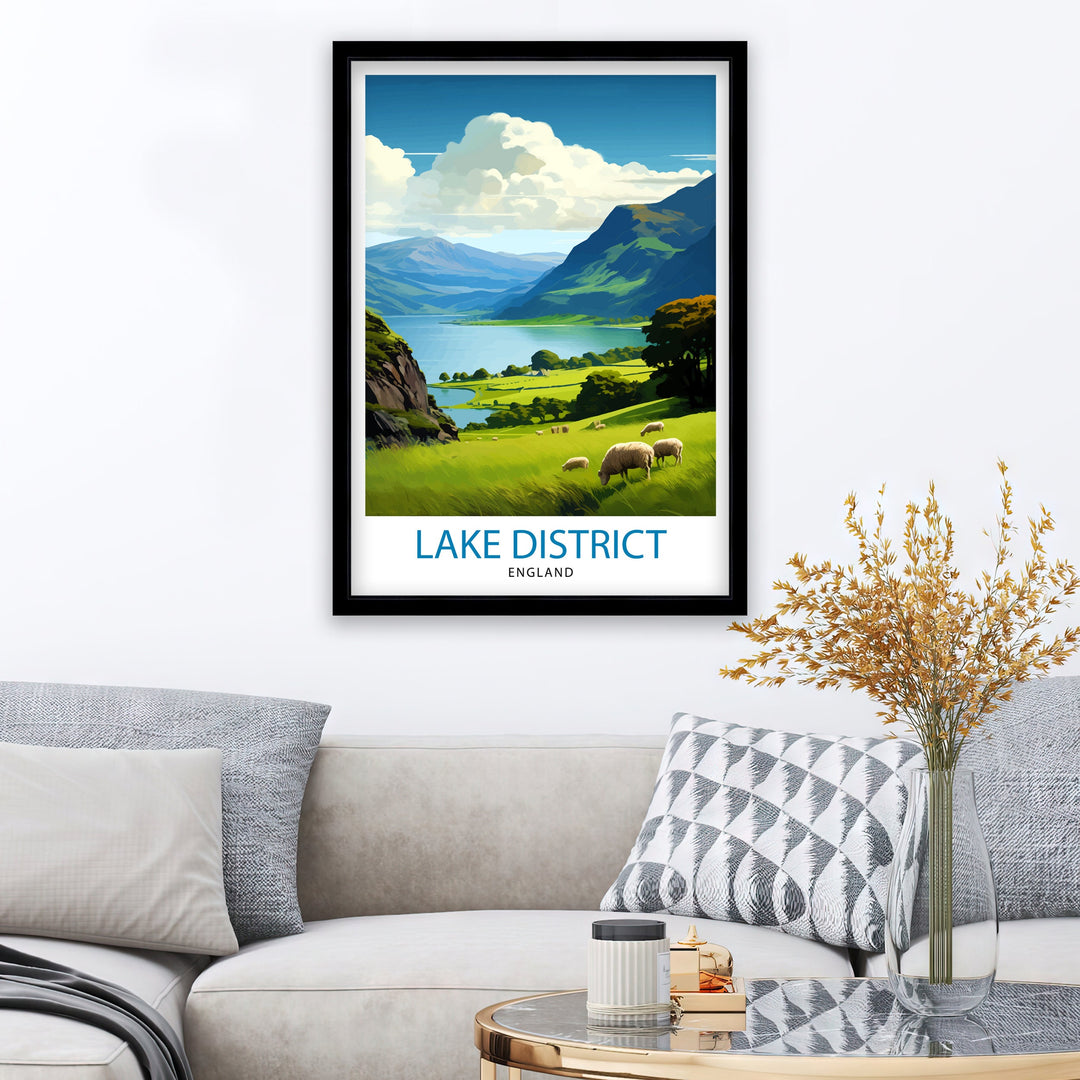 Lake District Cumbria Travel Poster Lake District Wall Art Lake District Home Decor Lake District Illustration Travel Poster, Gift for Lake