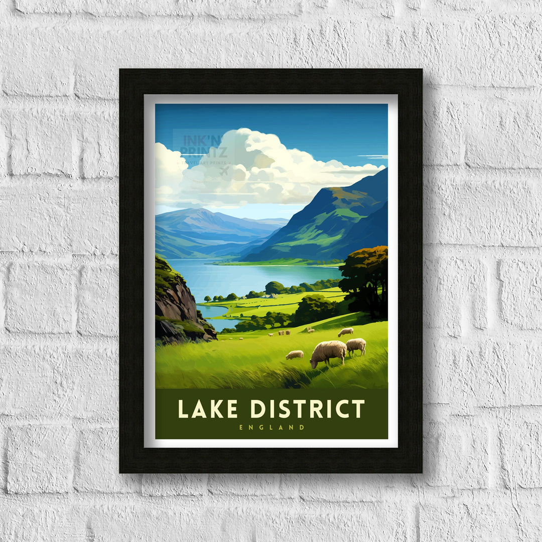 Lake District Cumbria Travel Poster Lake District Wall Art Lake District Home Decor Lake District Illustration Travel Poster, Gift for Lake