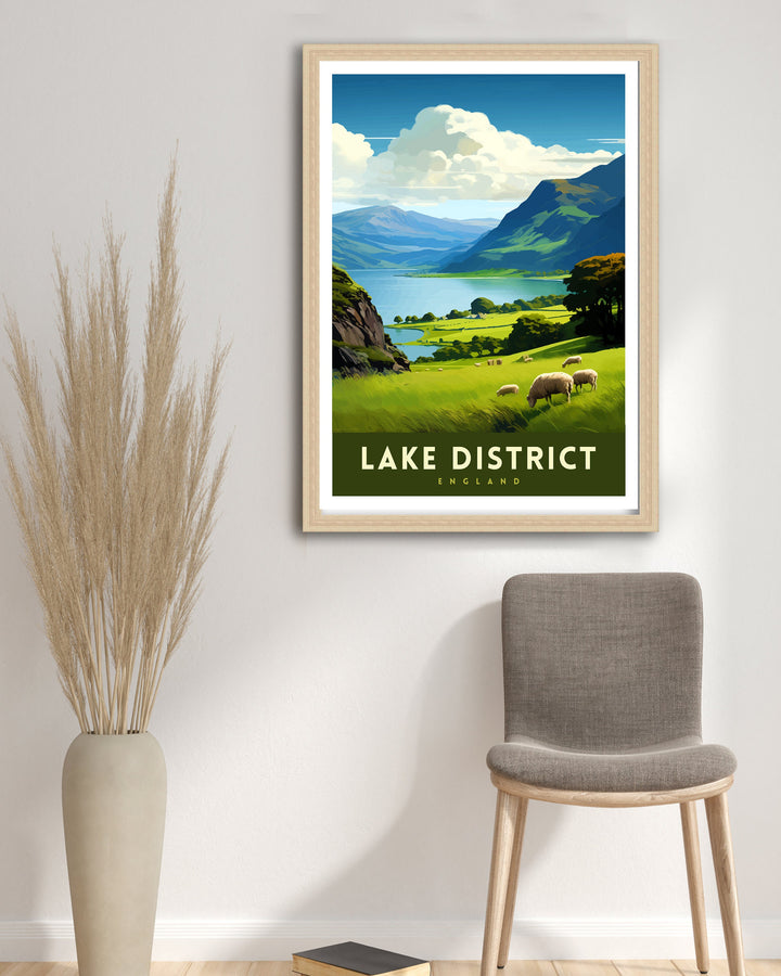 Lake District Cumbria Travel Poster Lake District Wall Art Lake District Home Decor Lake District Illustration Travel Poster, Gift for Lake