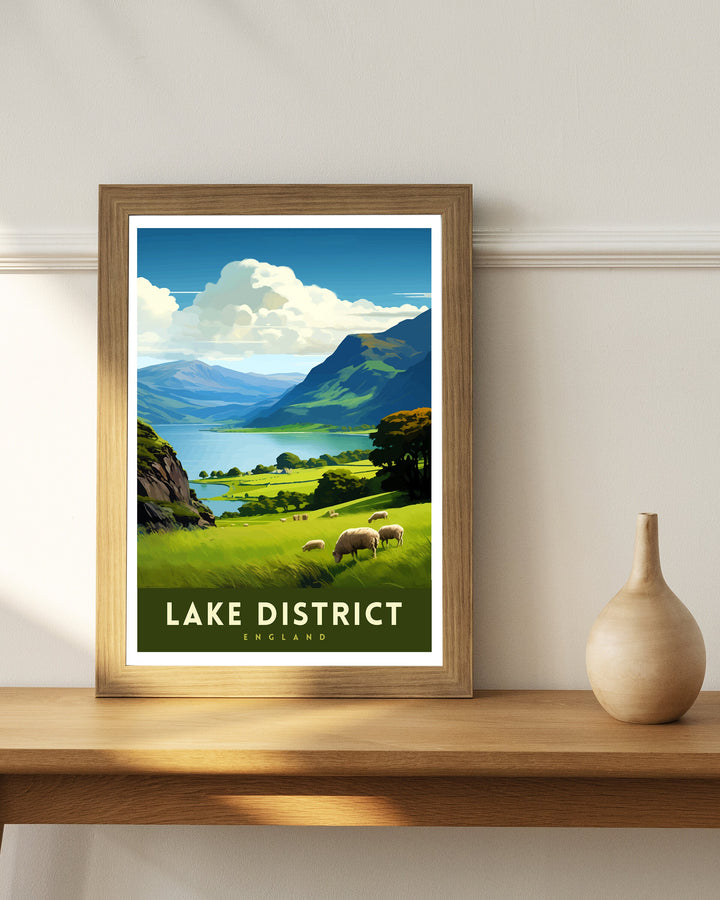 Lake District Cumbria Travel Poster Lake District Wall Art Lake District Home Decor Lake District Illustration Travel Poster, Gift for Lake