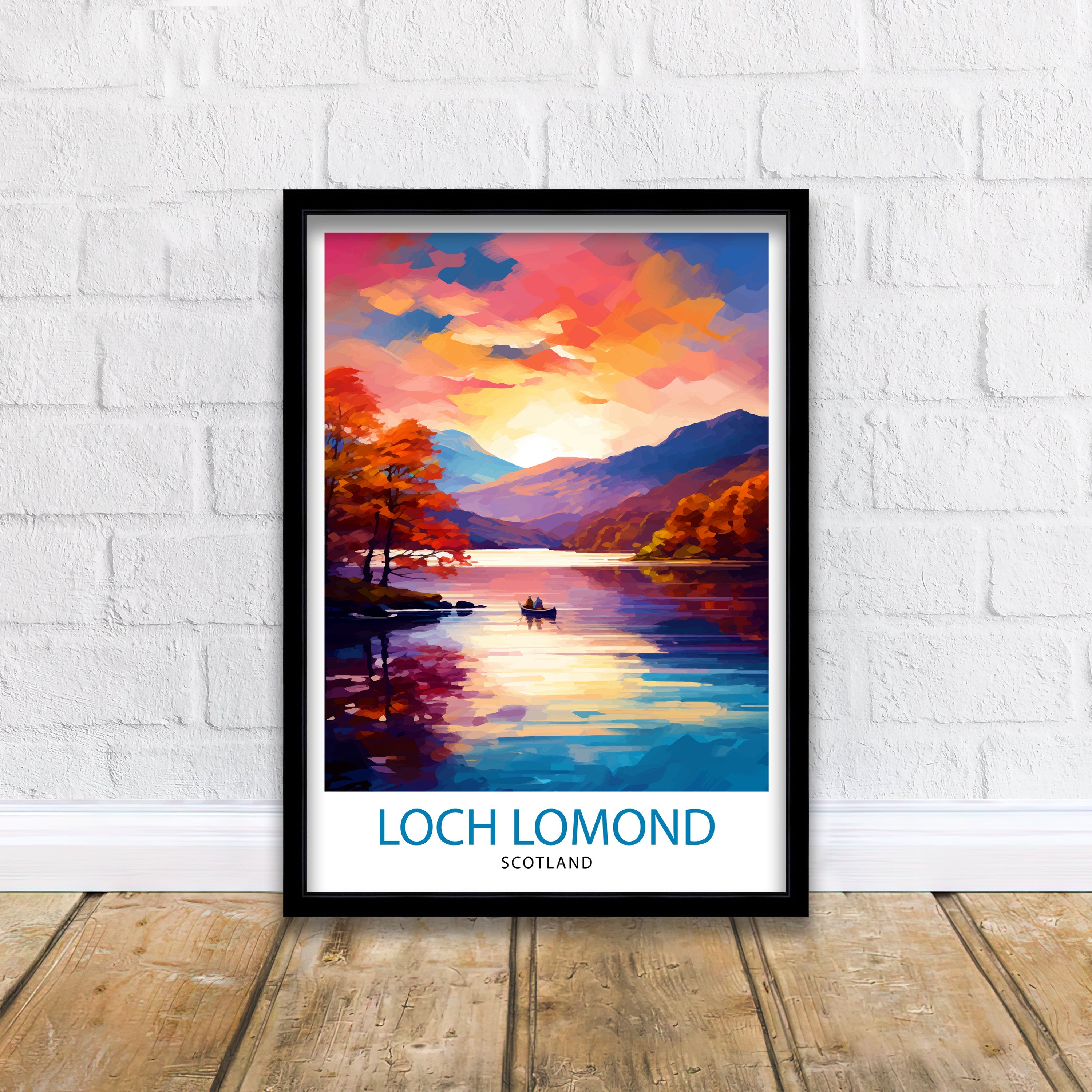 Loch Lomond Travel Print Scotland Wall Decor Loch Lomond Scotland Illustration Travel Poster Gift Scotland Home Decor