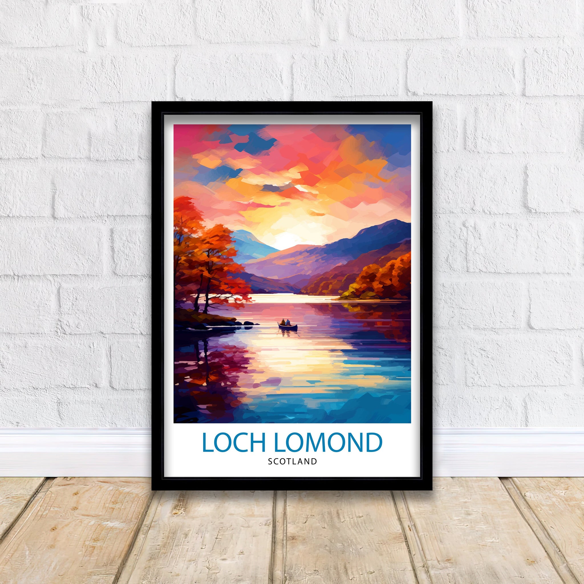 Loch Lomond Travel Print Scotland Wall Decor Loch Lomond Scotland Illustration Travel Poster Gift Scotland Home Decor