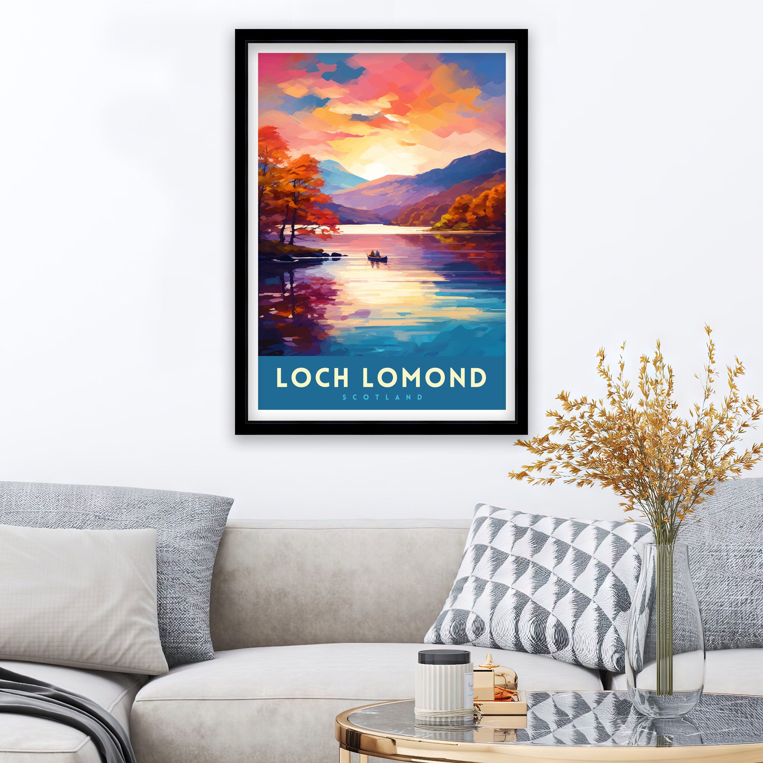 Loch Lomond Travel Print Scotland Wall Decor Loch Lomond Scotland Illustration Travel Poster Gift Scotland Home Decor