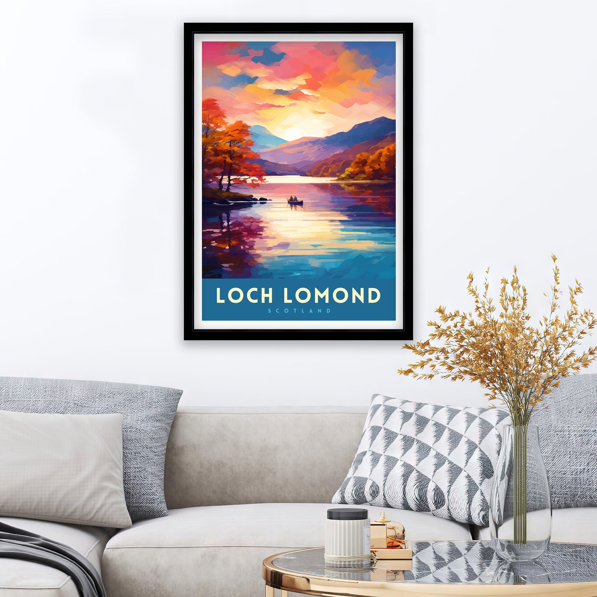 Loch Lomond Travel Print Scotland Wall Decor Loch Lomond Scotland Illustration Travel Poster Gift Scotland Home Decor