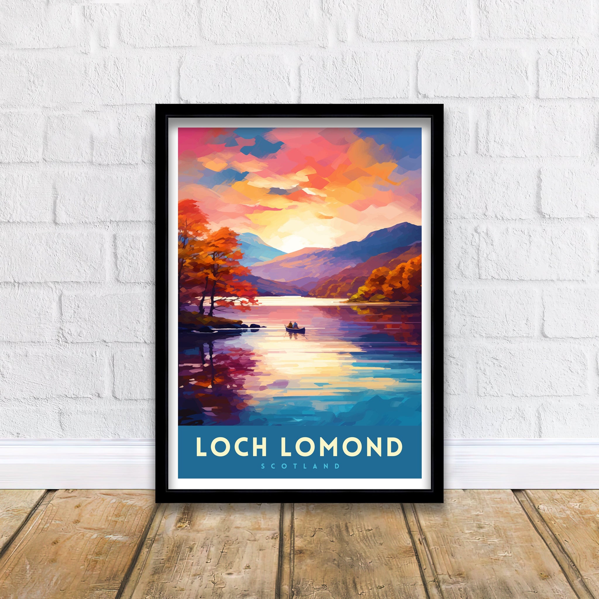 Loch Lomond Travel Print Scotland Wall Decor Loch Lomond Scotland Illustration Travel Poster Gift Scotland Home Decor