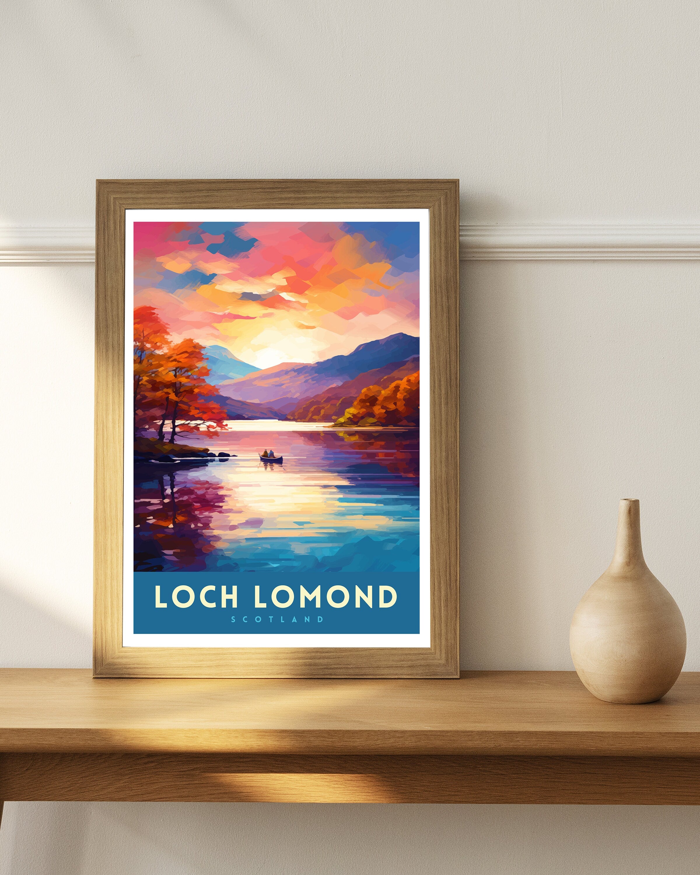 Loch Lomond Travel Print Scotland Wall Decor Loch Lomond Scotland Illustration Travel Poster Gift Scotland Home Decor