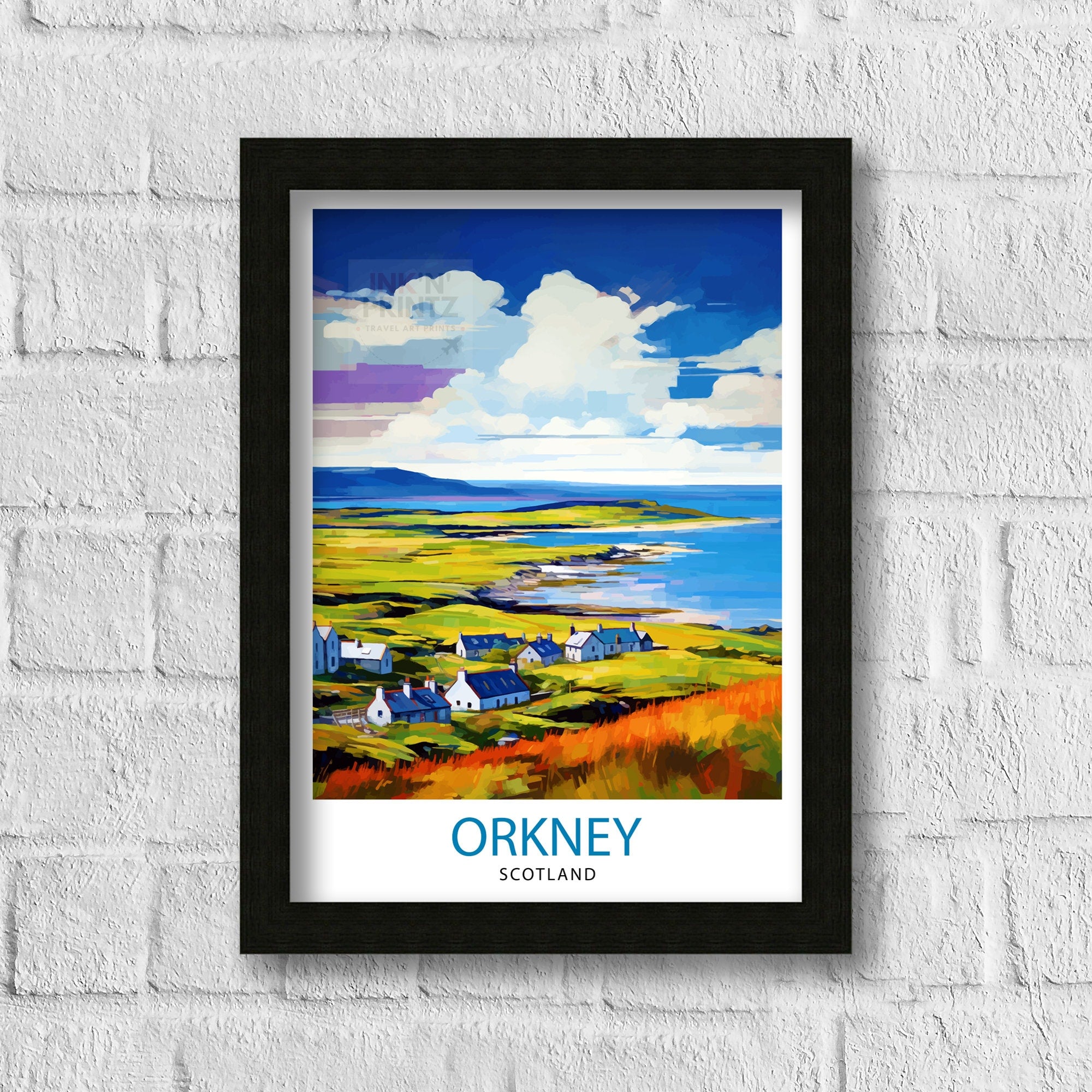 Orkney Islands Travel Print , Orkney Wall Art, Scotland Poster, Orkney Illustration, Travel Gift for Scotland, Orkney Home Decor