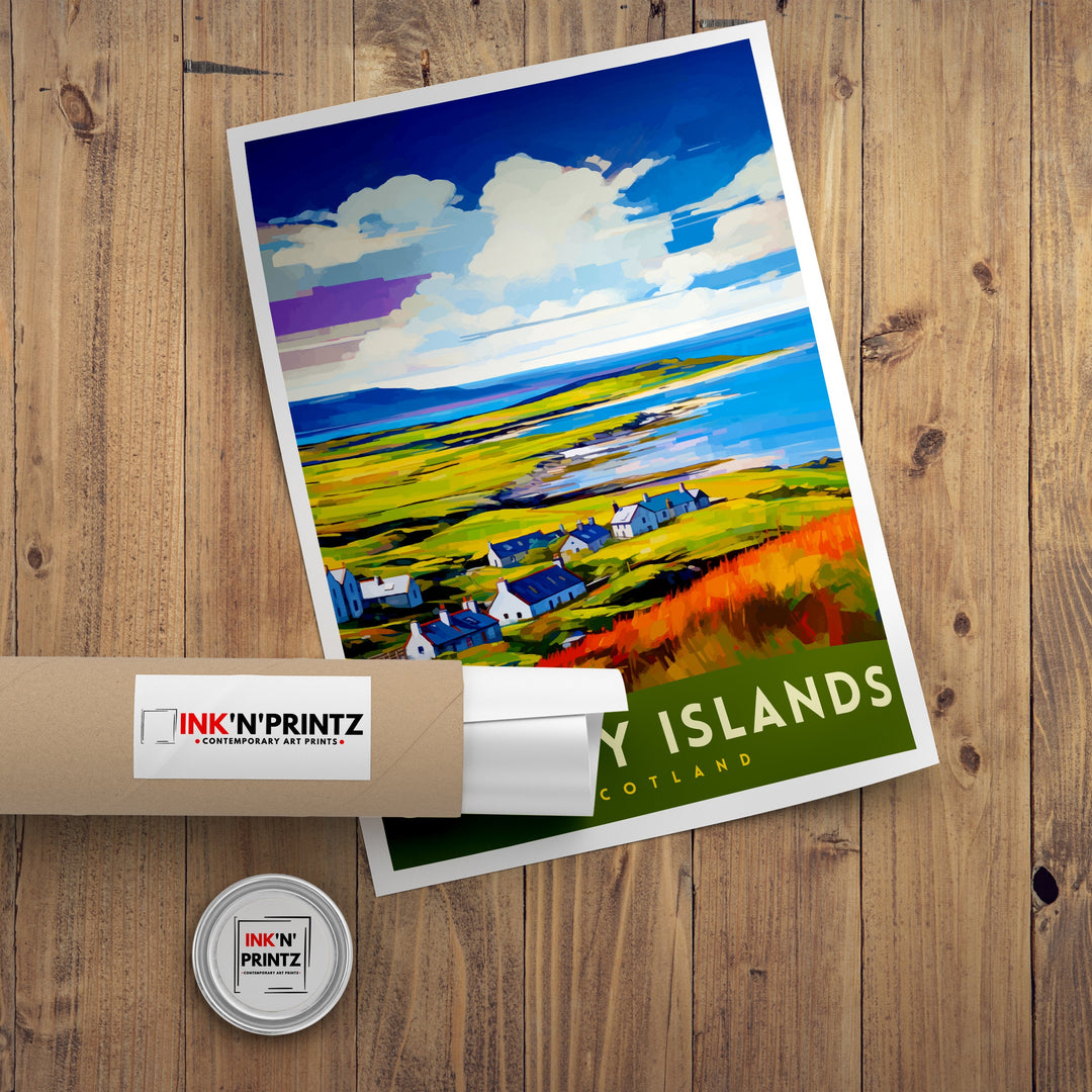 Orkney Islands Travel Poster Orkney Wall Art Scotland Poster Orkney Illustration Travel Gift for Scotland Orkney Home Decor