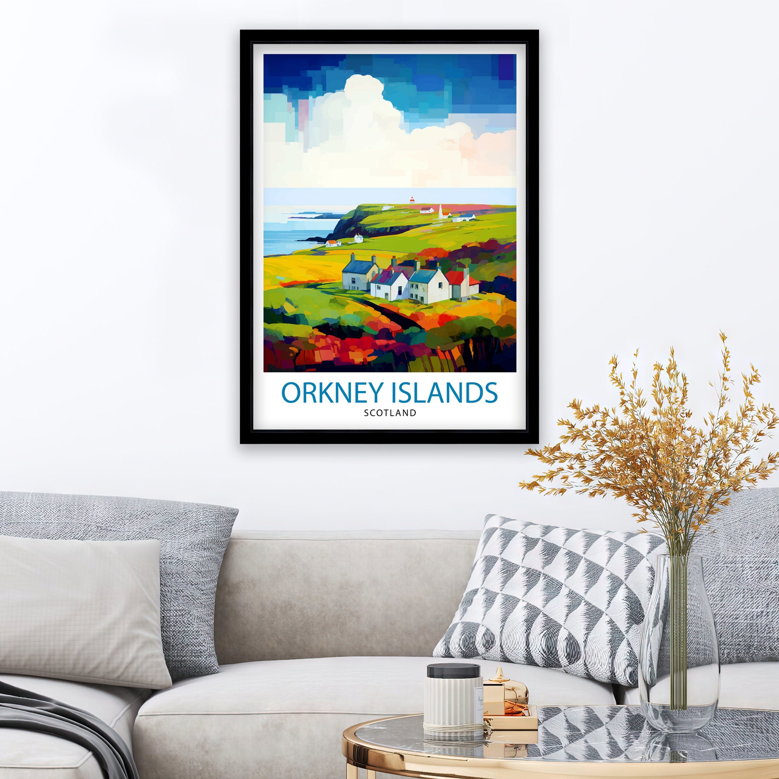 Orkney Islands Travel Print , Orkney Wall Art, Scotland Poster, Orkney Illustration, Travel Gift for Scotland, Orkney Home Decor