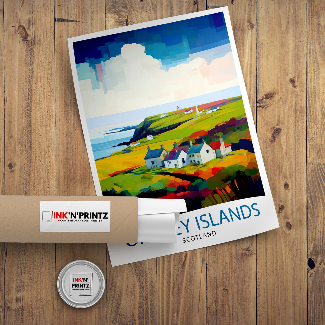 Orkney Islands Travel Poster , Orkney Wall Art, Scotland Poster, Orkney Illustration, Travel Gift for Scotland, Orkney Home Decor