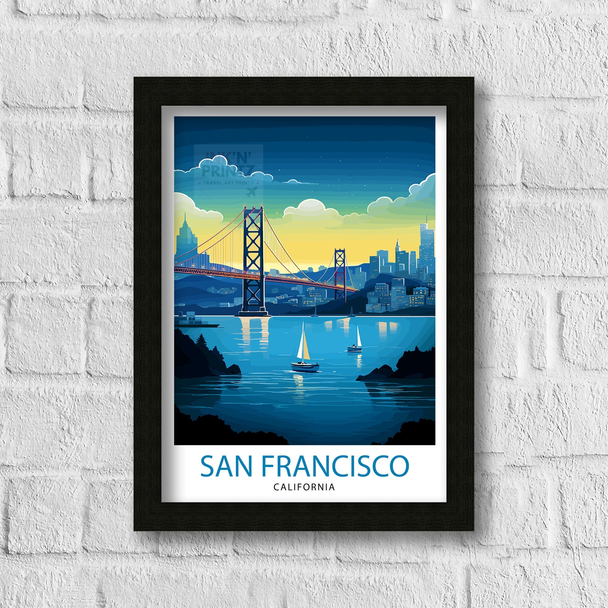 San Francisco Travel Print| San Francisco Wall Art San Francisco Home Decor San Francisco Illustration San Francisco Poster San Francisco