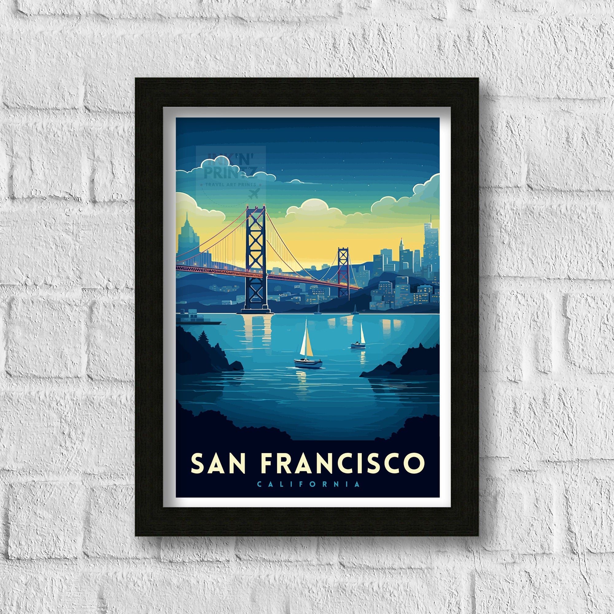 San Francisco Travel Print| San Francisco Wall Art San Francisco Home Decor San Francisco Illustration San Francisco Poster San Francisco