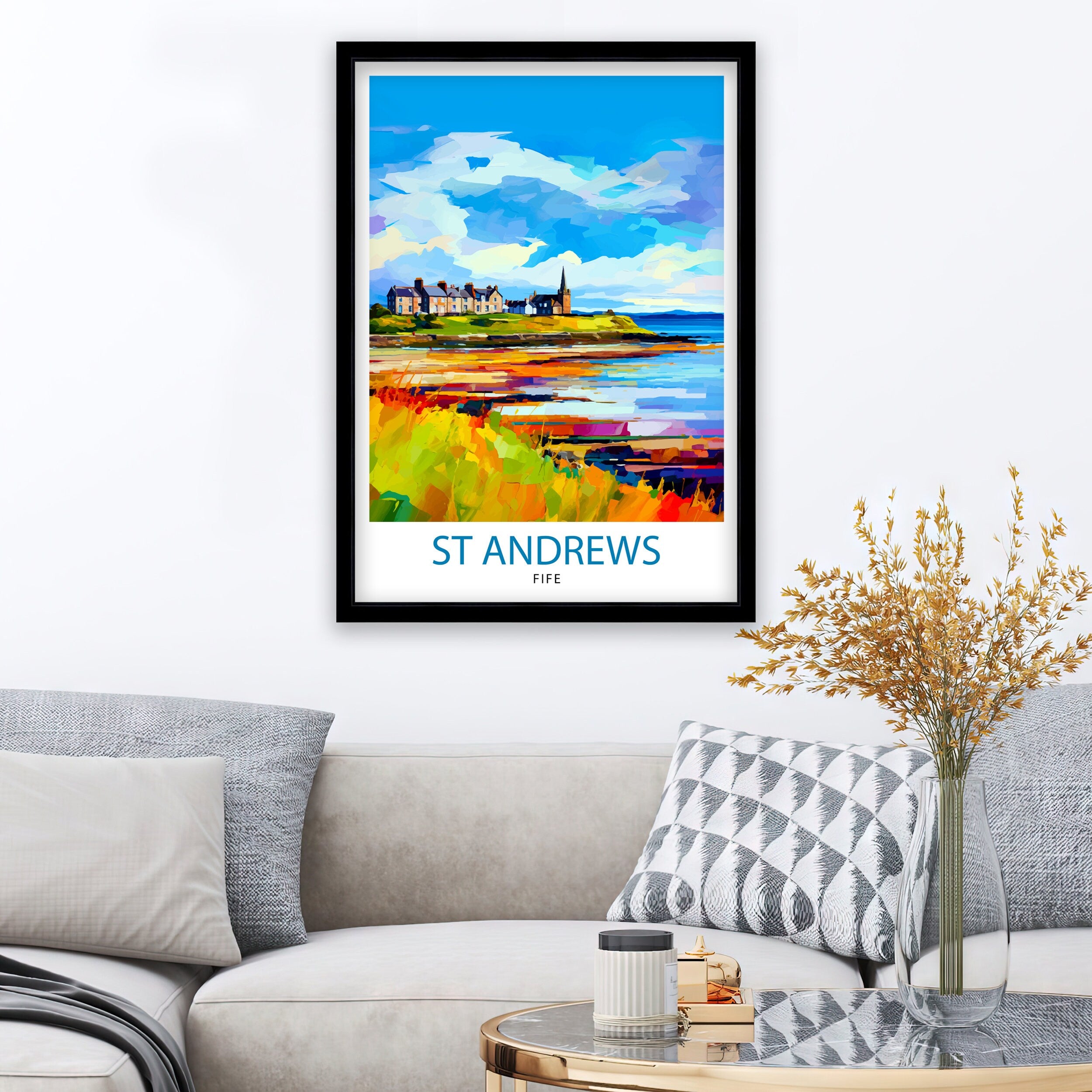 St Andrews Fife Travel Print St Andrews Wall Decor St Andrews Poster Scotland Travel Prints St Andrews Art Print St Andrews Illustration