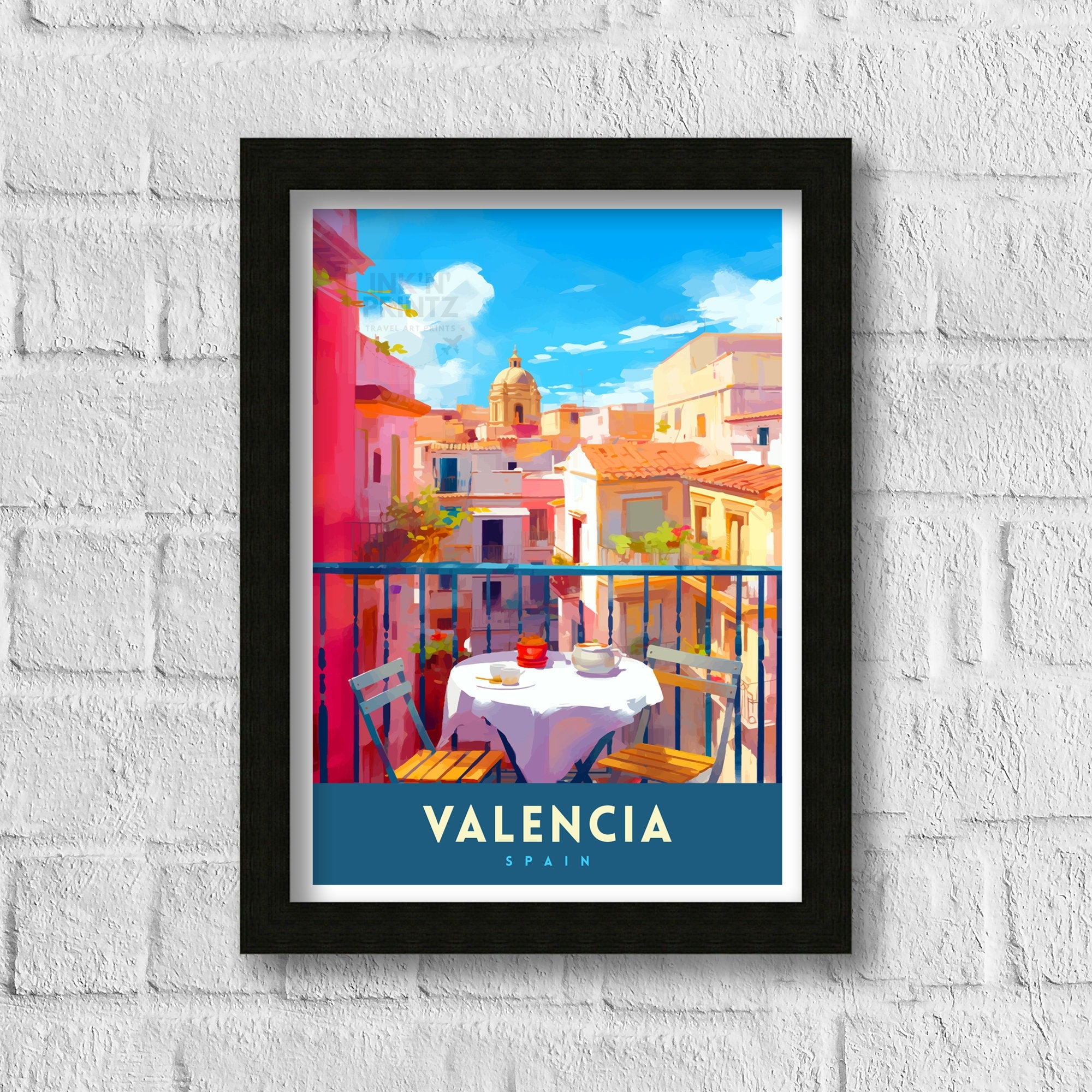 Valencia Spain Print Vibrant Cityscape Art Valencia Beach Poster Spanish Architecture Wall Art Turia Gardens Decor Mediterranean Travel Gift