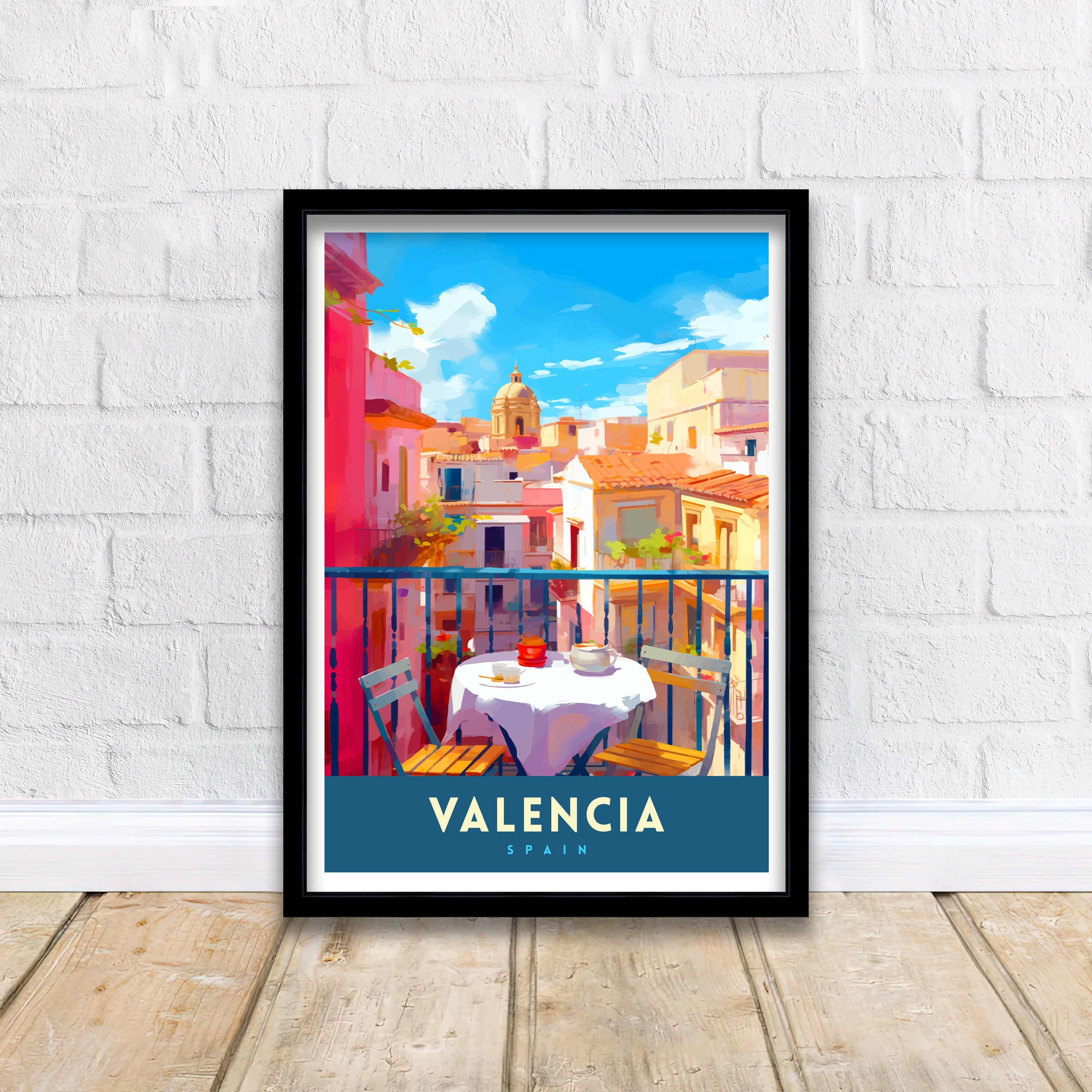 Valencia Spain Print Vibrant Cityscape Art Valencia Beach Poster Spanish Architecture Wall Art Turia Gardens Decor Mediterranean Travel Gift