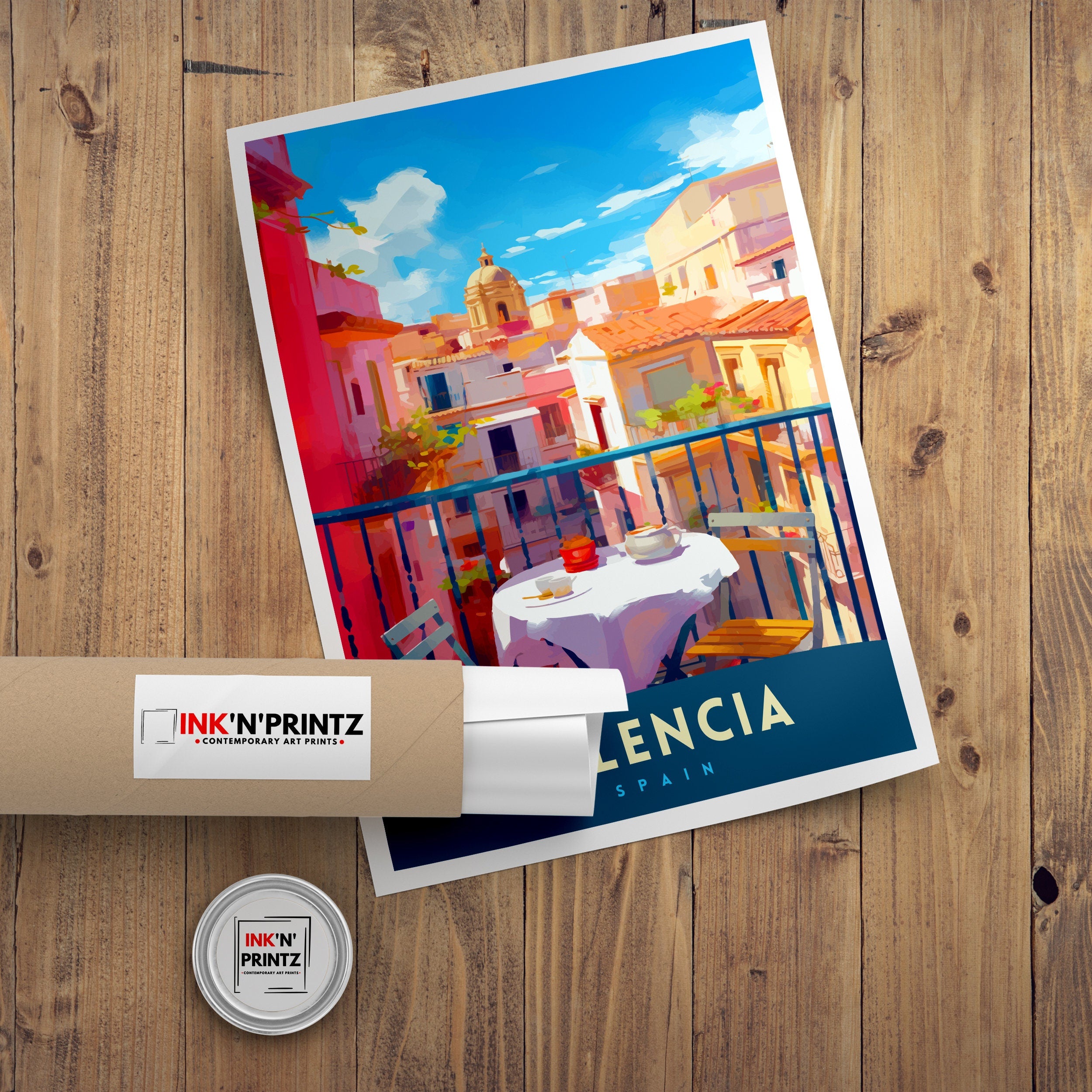Valencia Spain Print Vibrant Cityscape Art Valencia Beach Poster Spanish Architecture Wall Art Turia Gardens Decor Mediterranean Travel Gift