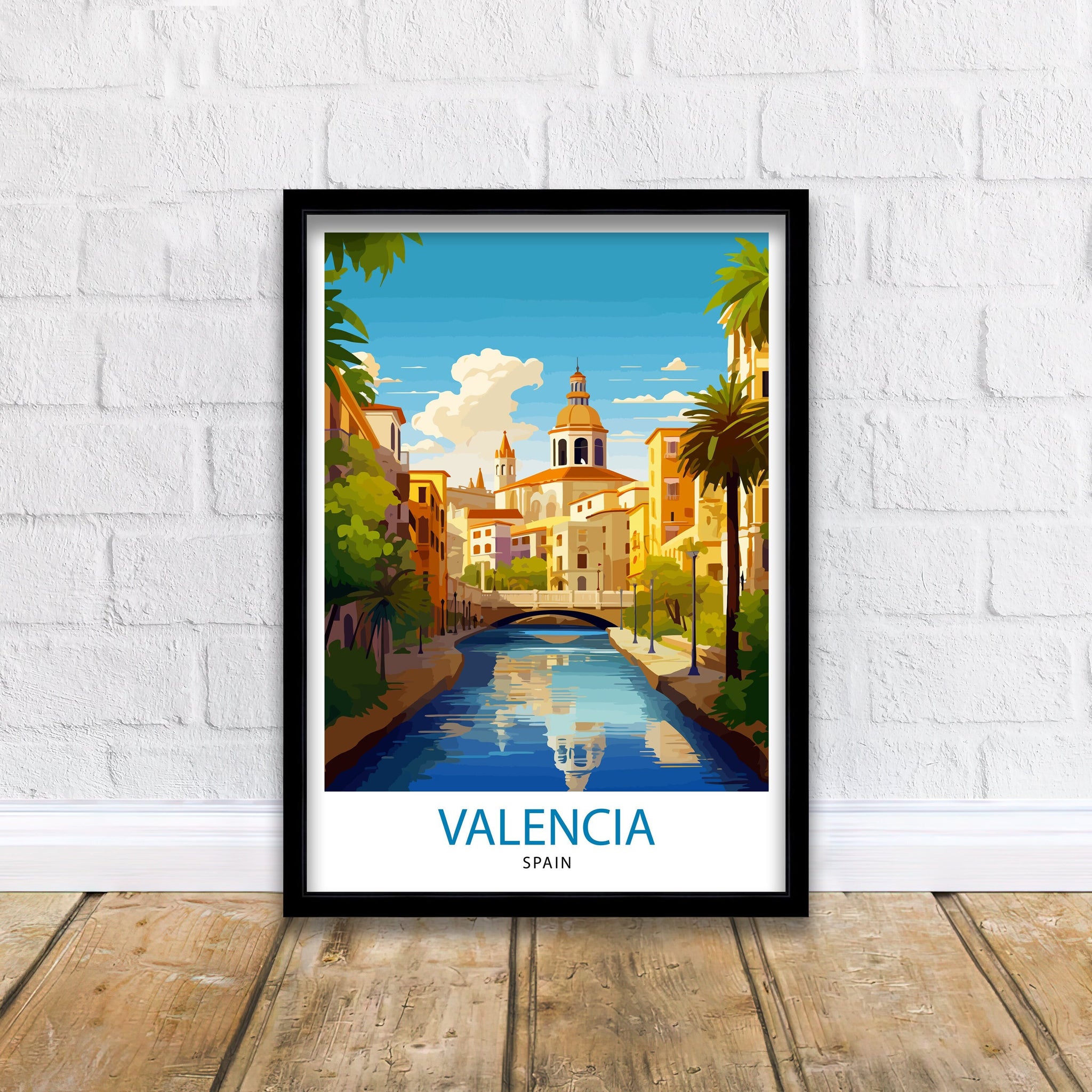 Valencia Spain Print Vibrant Cityscape Art Valencia Beach Poster Spanish Architecture Wall Art Turia Gardens Decor Mediterranean Travel Gift