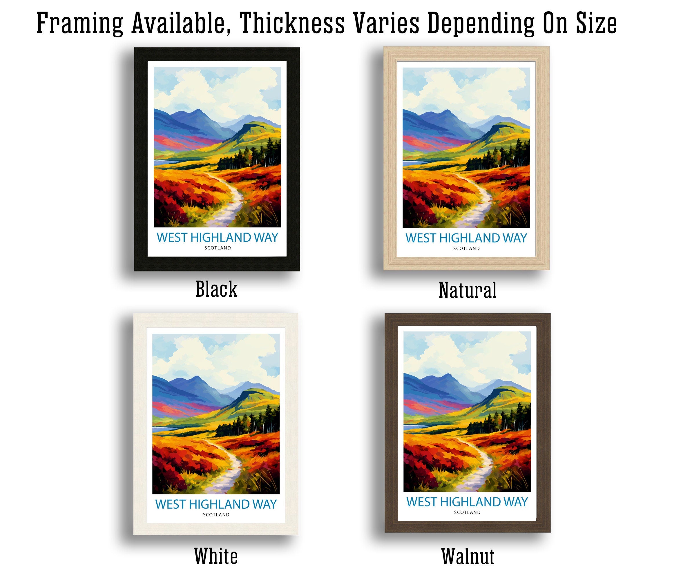 West Highland Way Scotland Print Scottish Long-Distance Trail Art Scotland Hiking Poster West Highland Path Wall Decor Outdoor