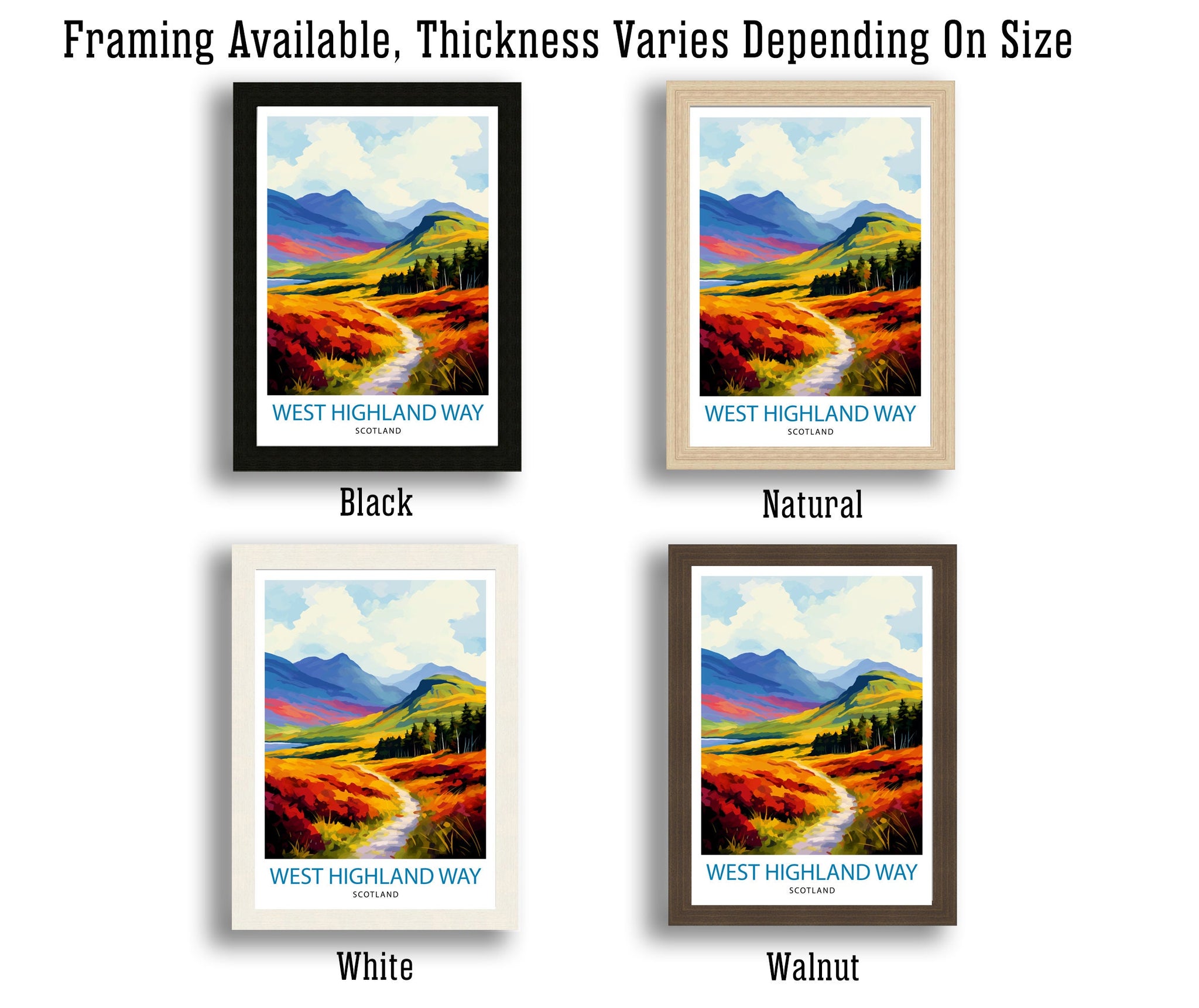 West Highland Way Scotland Print Scottish Long-Distance Trail Art Scotland Hiking Poster West Highland Path Wall Decor Outdoor