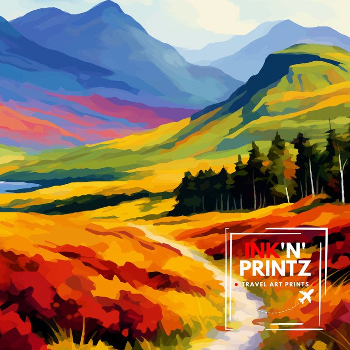 West Highland Way Scotland Print Scottish Long-Distance Trail Art Scotland Hiking Poster West Highland Path Wall Decor Outdoor