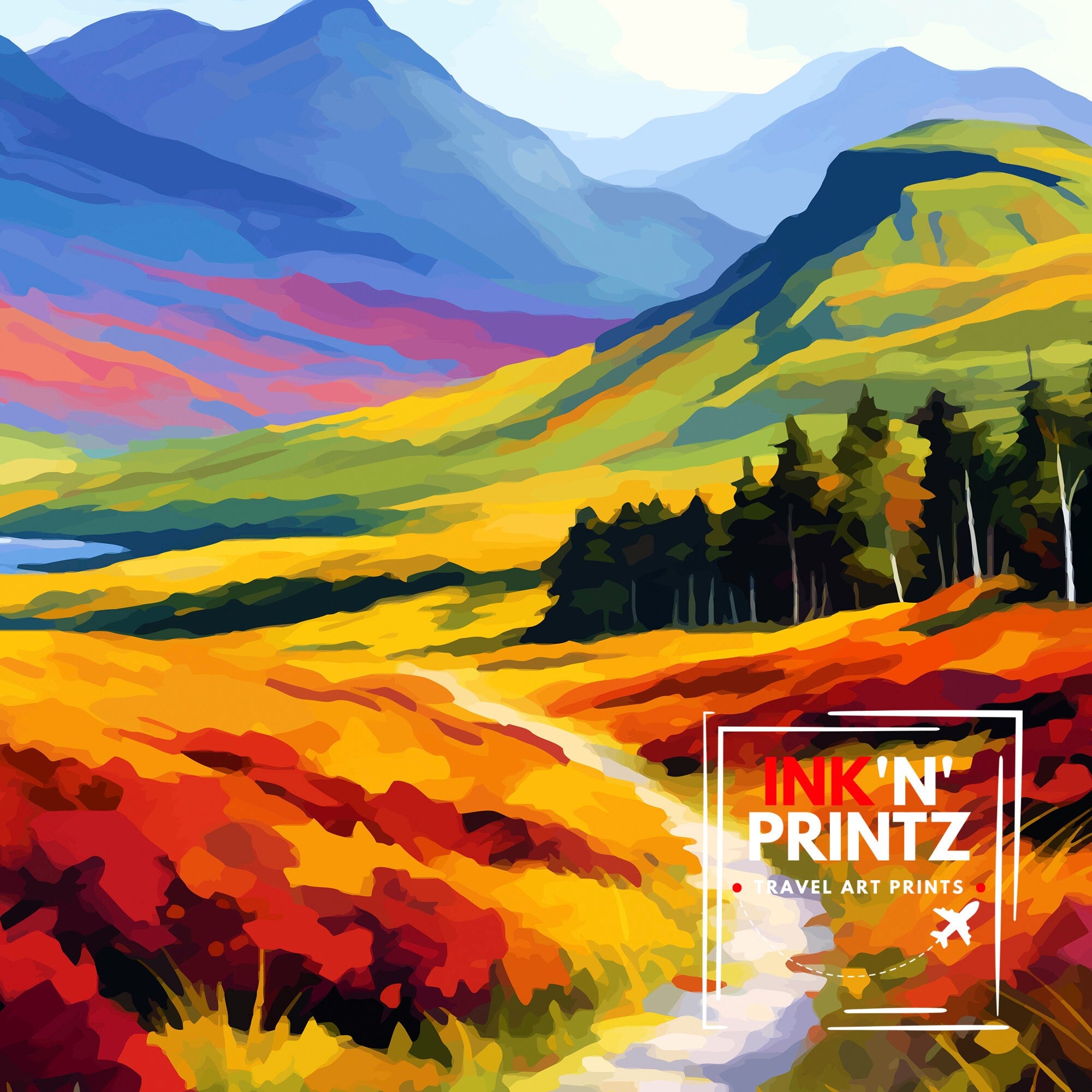 West Highland Way Scotland Print Scottish Long-Distance Trail Art Scotland Hiking Poster West Highland Path Wall Decor Outdoor