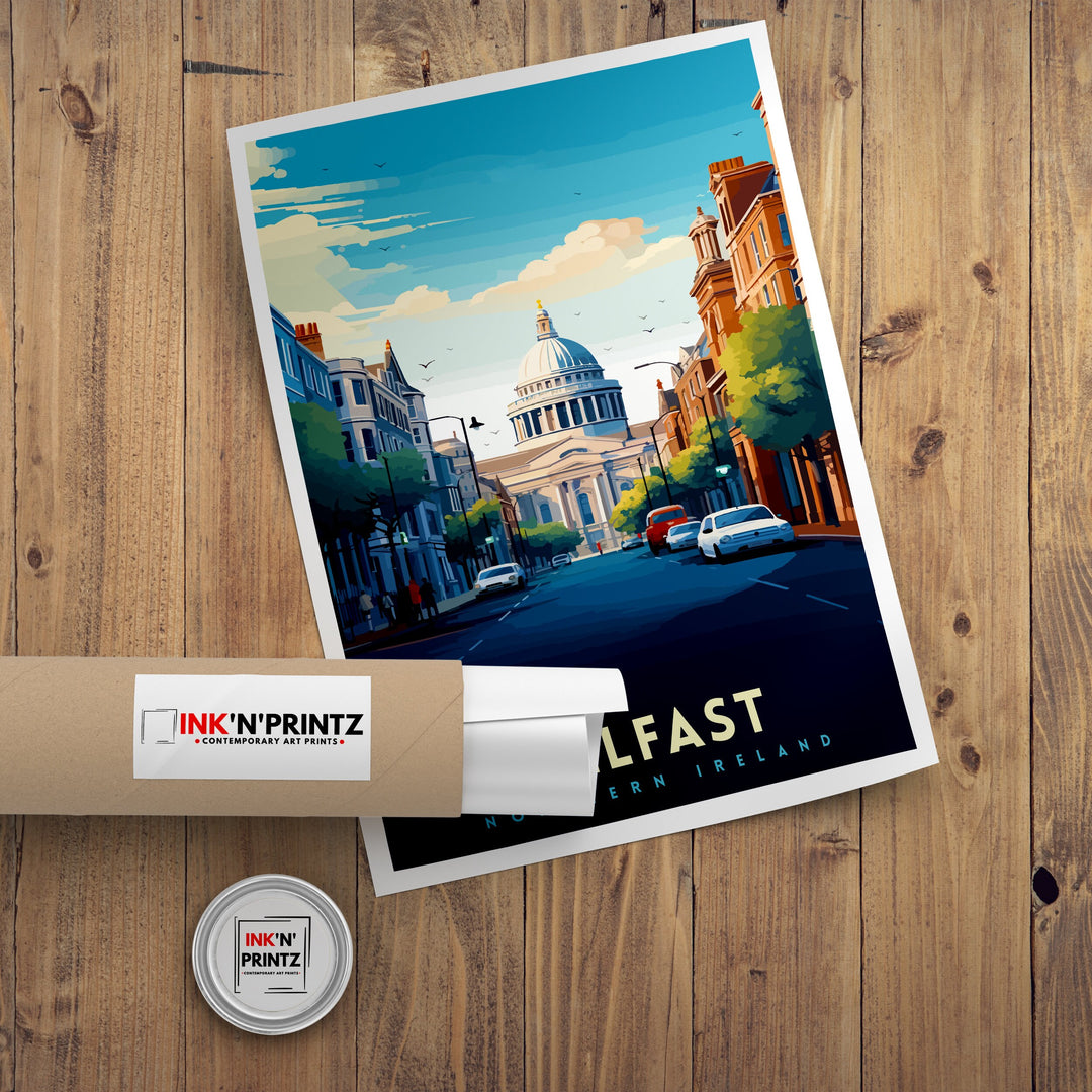 Belfast Northern Ireland Travel Print Belfast Wall Decor Belfast Home Living Decor Belfast Cityscape Illustration Travel Poster Gift