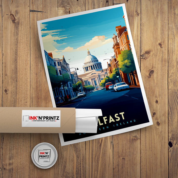 Belfast Northern Ireland Travel Print Belfast Wall Decor Belfast Home Living Decor Belfast Cityscape Illustration Travel Poster Gift
