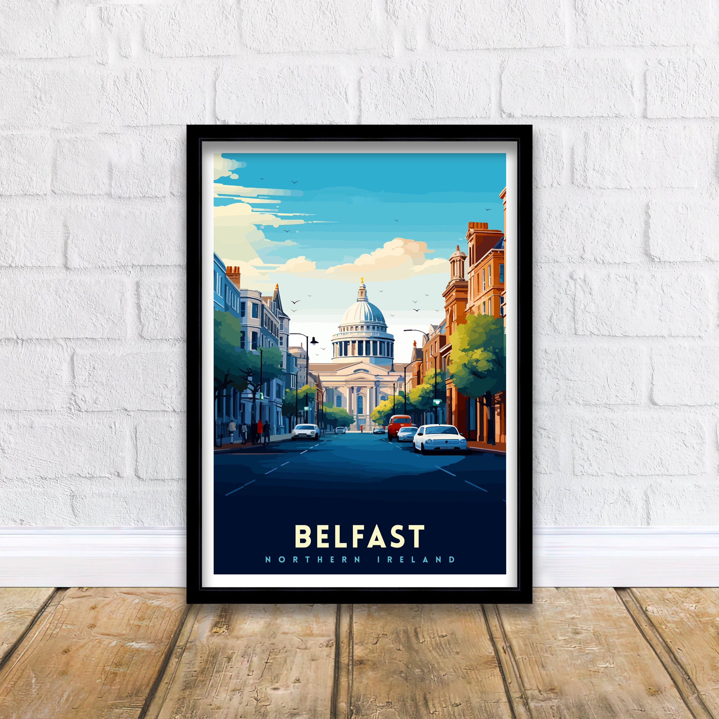 Belfast Northern Ireland Travel Print Belfast Wall Decor Belfast Home Living Decor Belfast Cityscape Illustration Travel Poster Gift