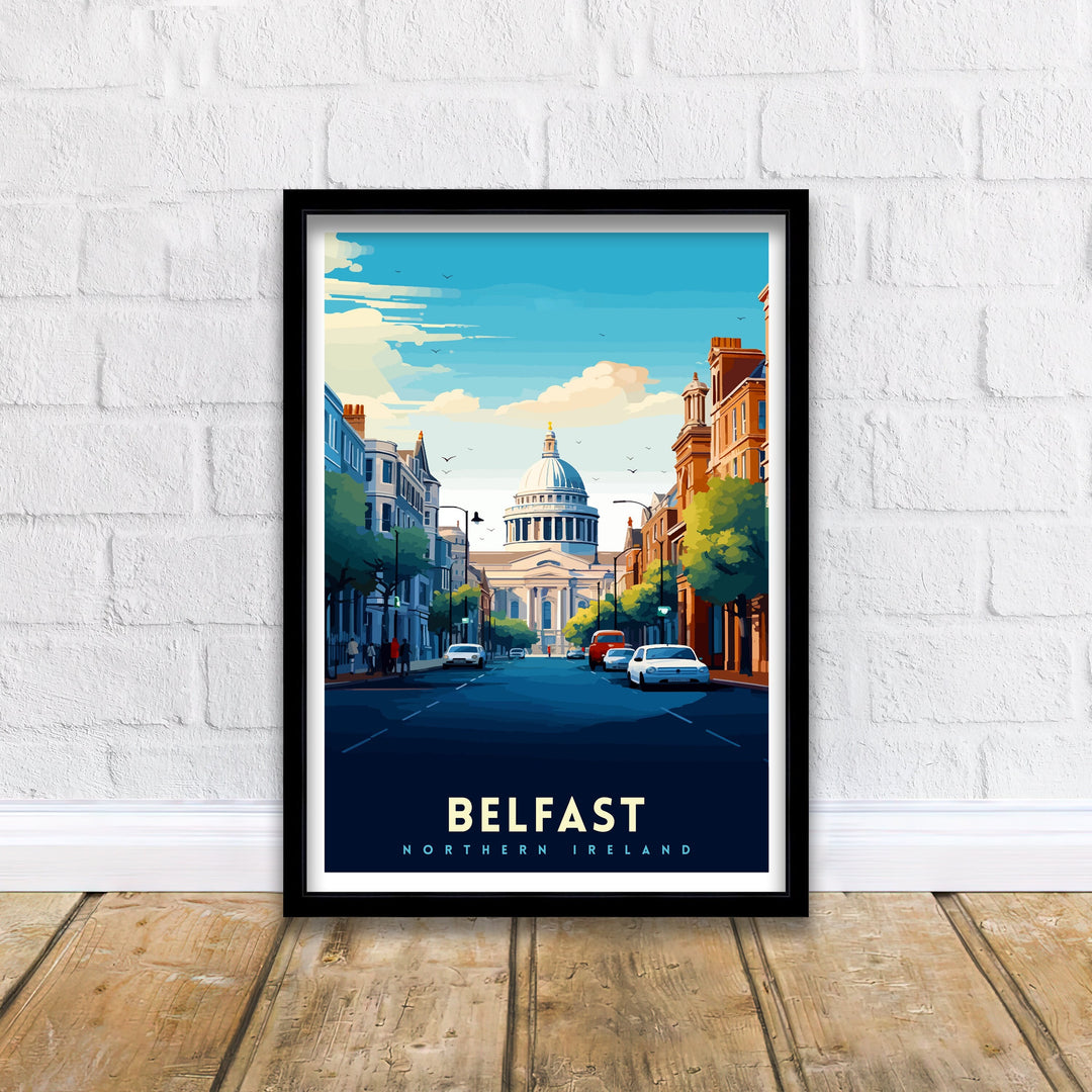 Belfast Northern Ireland Travel Print Belfast Wall Decor Belfast Home Living Decor Belfast Cityscape Illustration Travel Poster Gift