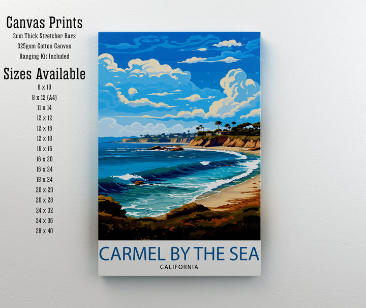Carmel-by-the-Sea California Travel Print| Carmel Wall Art Home Living Decor Travel Poster Gift for Carmel California Coastal Decor
