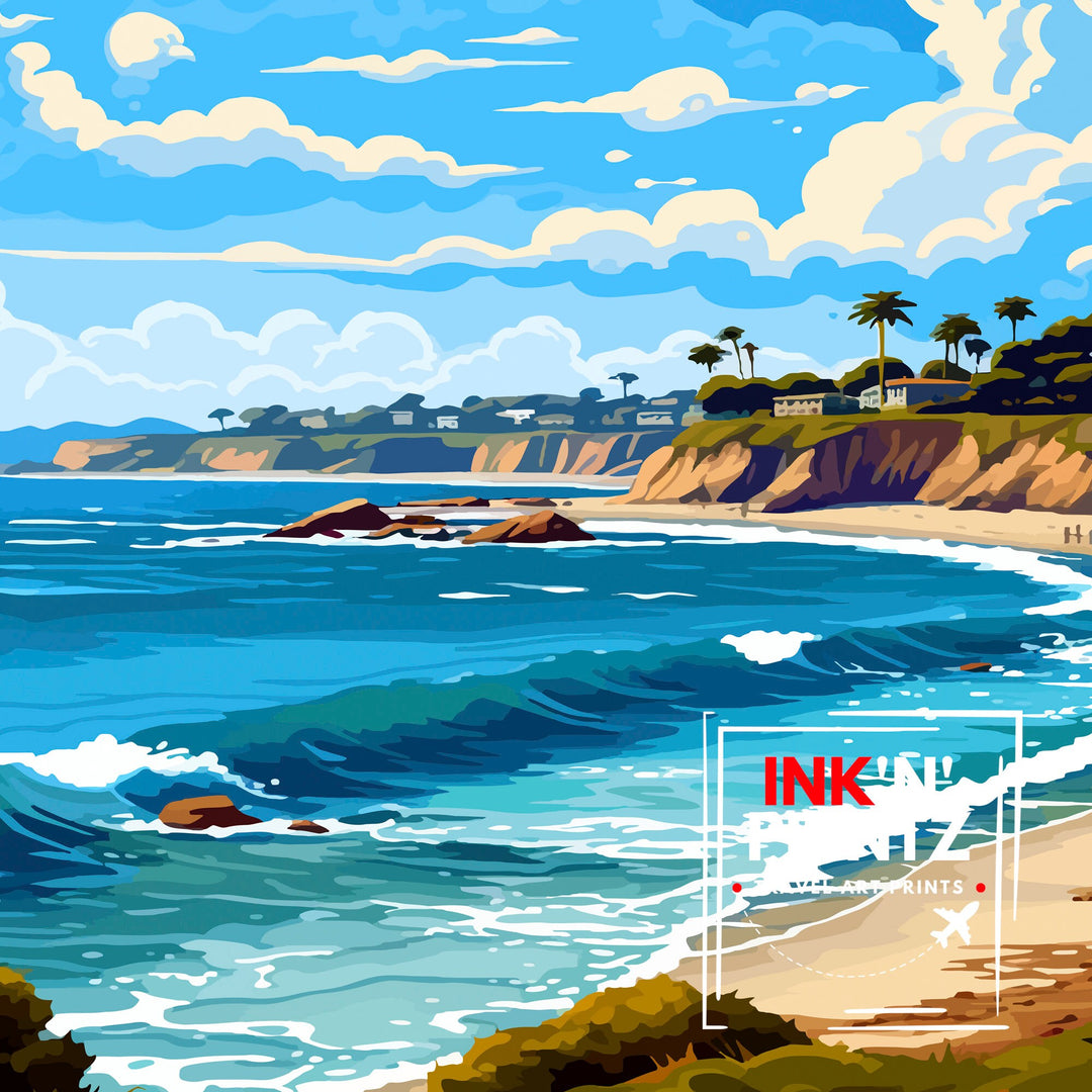 Carmel-by-the-Sea California Travel Print| Carmel Wall Art Home Living Decor Travel Poster Gift for Carmel California Coastal Decor