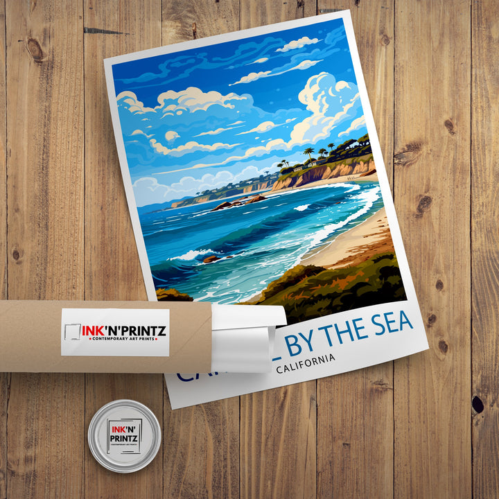 Carmel-by-the-Sea California Travel Print| Carmel Wall Art Home Living Decor Travel Poster Gift for Carmel California Coastal Decor