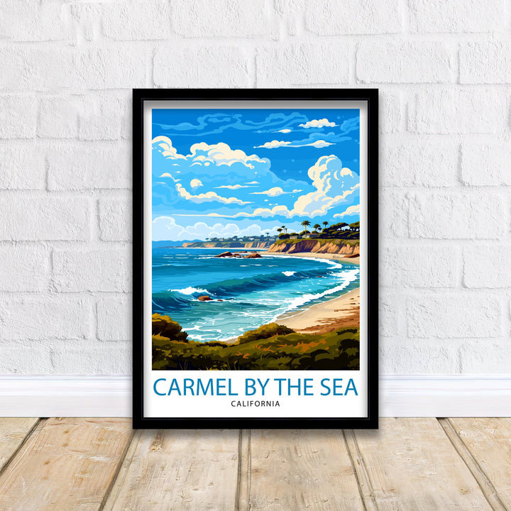 Carmel-by-the-Sea California Travel Print| Carmel Wall Art Home Living Decor Travel Poster Gift for Carmel California Coastal Decor