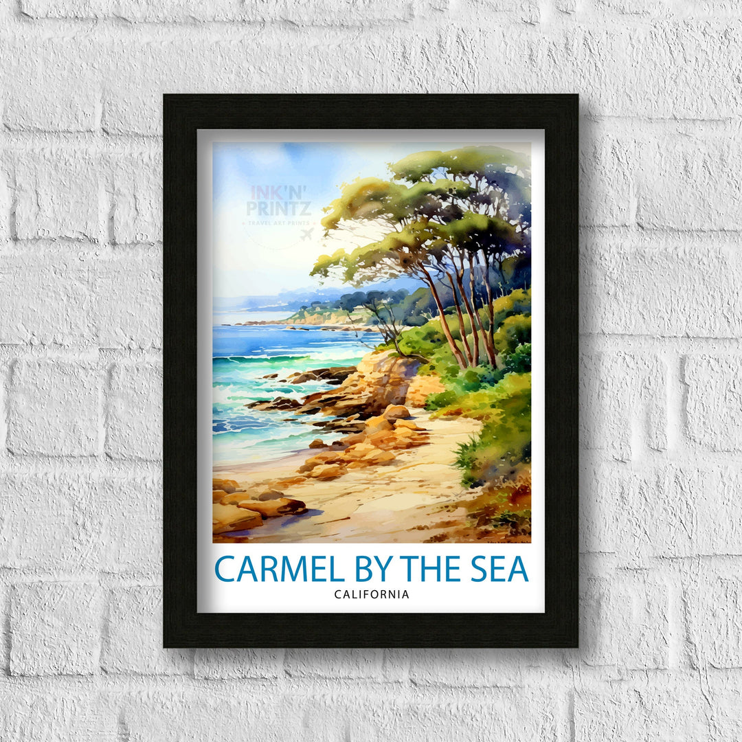 Carmel-by-the-Sea California Travel Print| Carmel Wall Art Home Living Decor Travel Poster Gift for Carmel California Coastal Decor