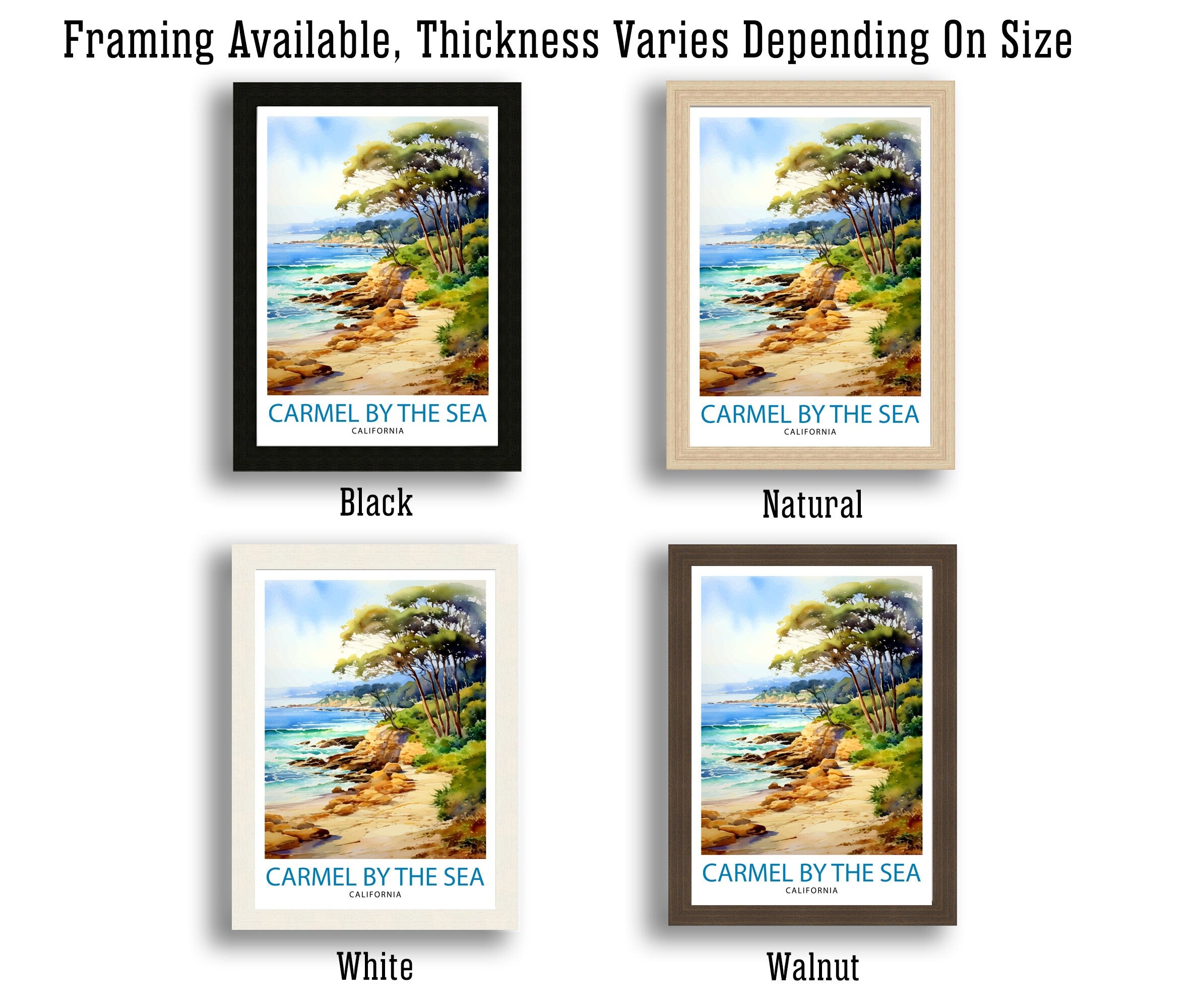 Carmel-by-the-Sea California Travel Print| Carmel Wall Art Home Living Decor Travel Poster Gift for Carmel California Coastal Decor