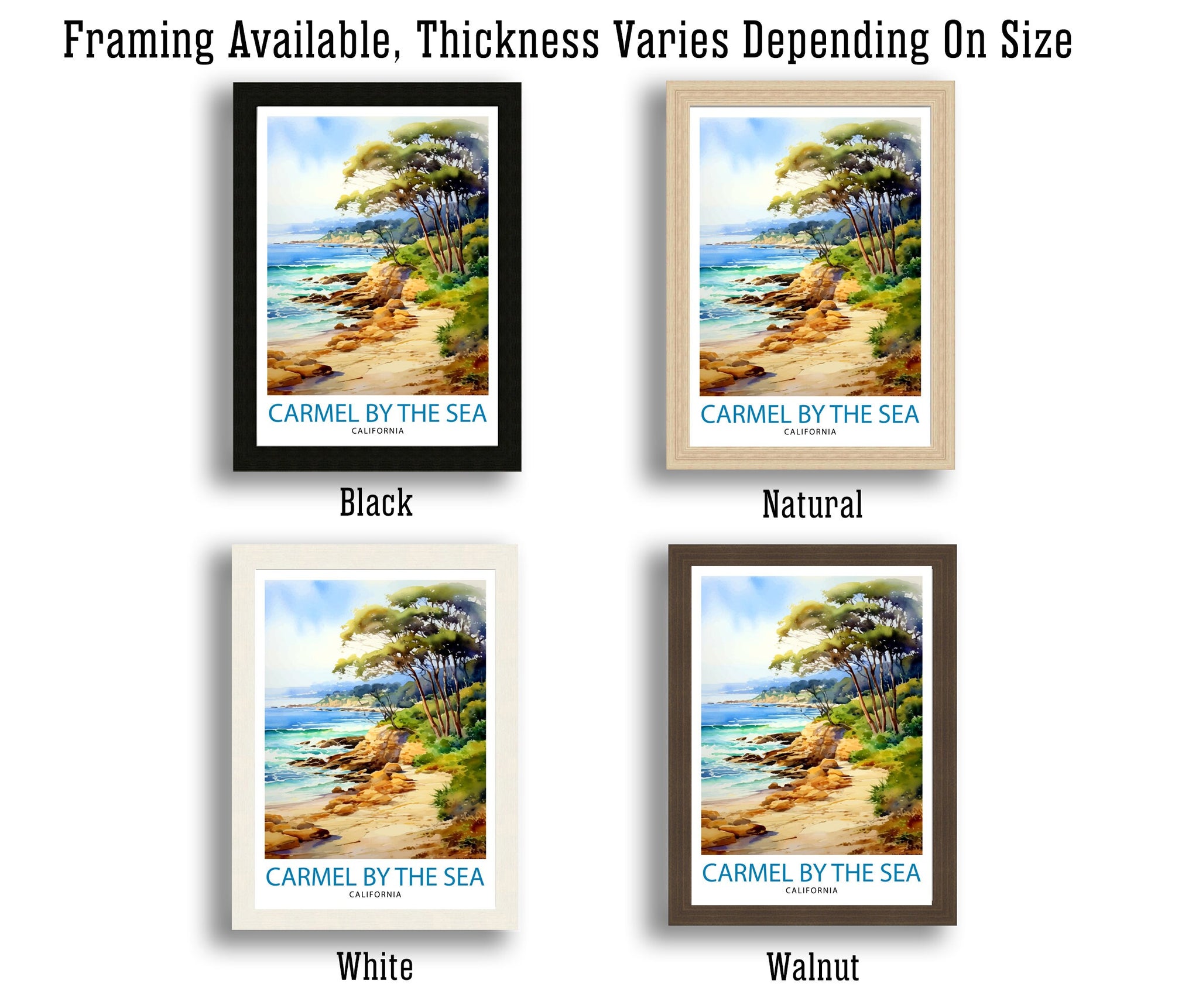 Carmel-by-the-Sea California Travel Print| Carmel Wall Art Home Living Decor Travel Poster Gift for Carmel California Coastal Decor