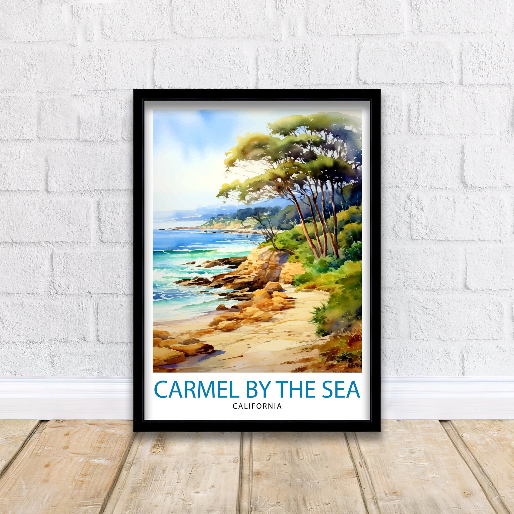 Carmel-by-the-Sea California Travel Print| Carmel Wall Art Home Living Decor Travel Poster Gift for Carmel California Coastal Decor