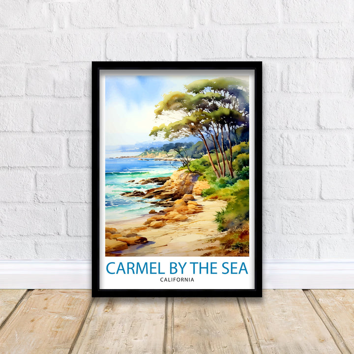 Carmel-by-the-Sea California Travel Print| Carmel Wall Art Home Living Decor Travel Poster Gift for Carmel California Coastal Decor