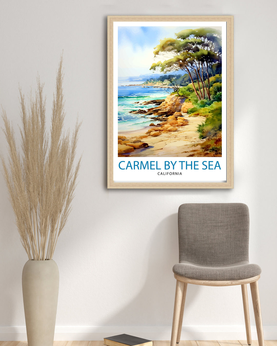 Carmel-by-the-Sea California Travel Print| Carmel Wall Art Home Living Decor Travel Poster Gift for Carmel California Coastal Decor
