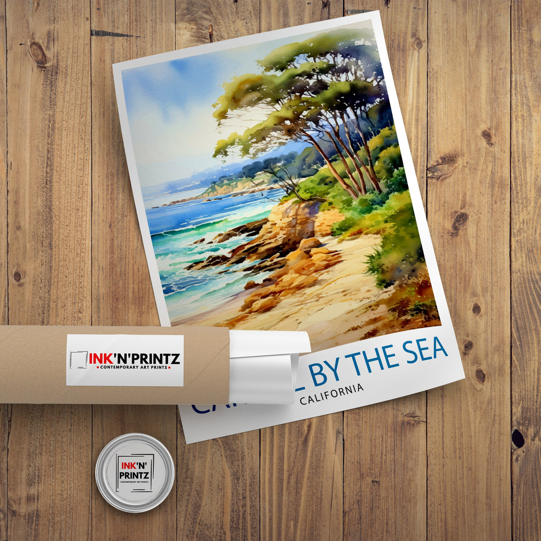 Carmel-by-the-Sea California Travel Print| Carmel Wall Art Home Living Decor Travel Poster Gift for Carmel California Coastal Decor